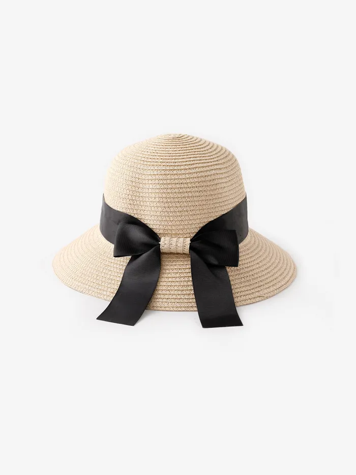 Mommy and Me Straw Bow Tie Beach Vacation Hats 
