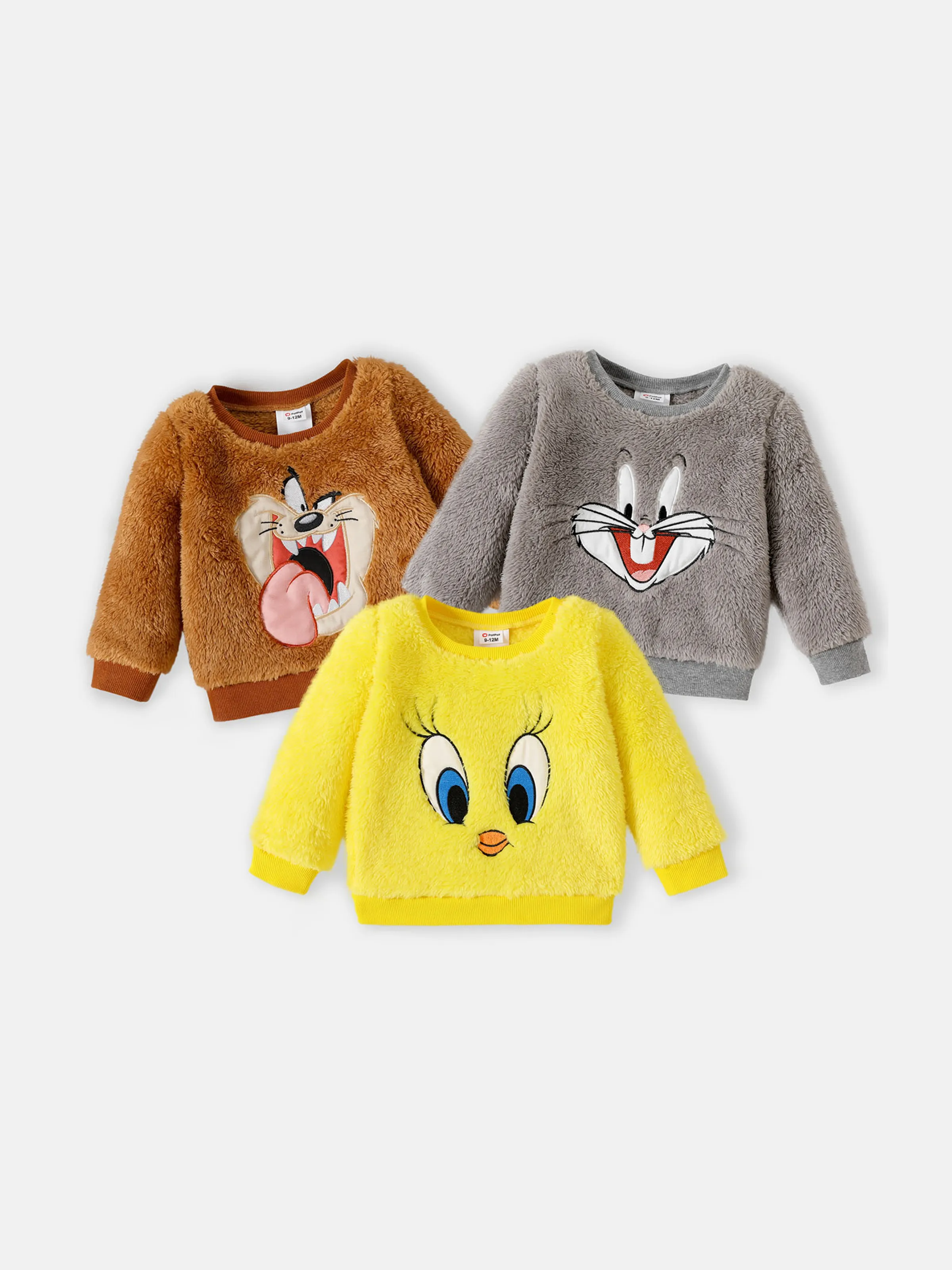 

Looney Tunes Baby Boy/Girl Cartoon Animal Embroidered Long-sleeve Thermal Fuzzy Pullover