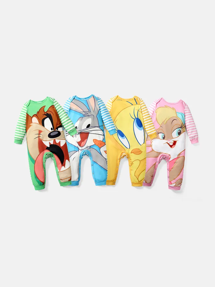 Looney Tunes Langärmliger Naia™-Jumpsuit mit Cartoon-Tierdruck für Babys, Jungen/Mädchen