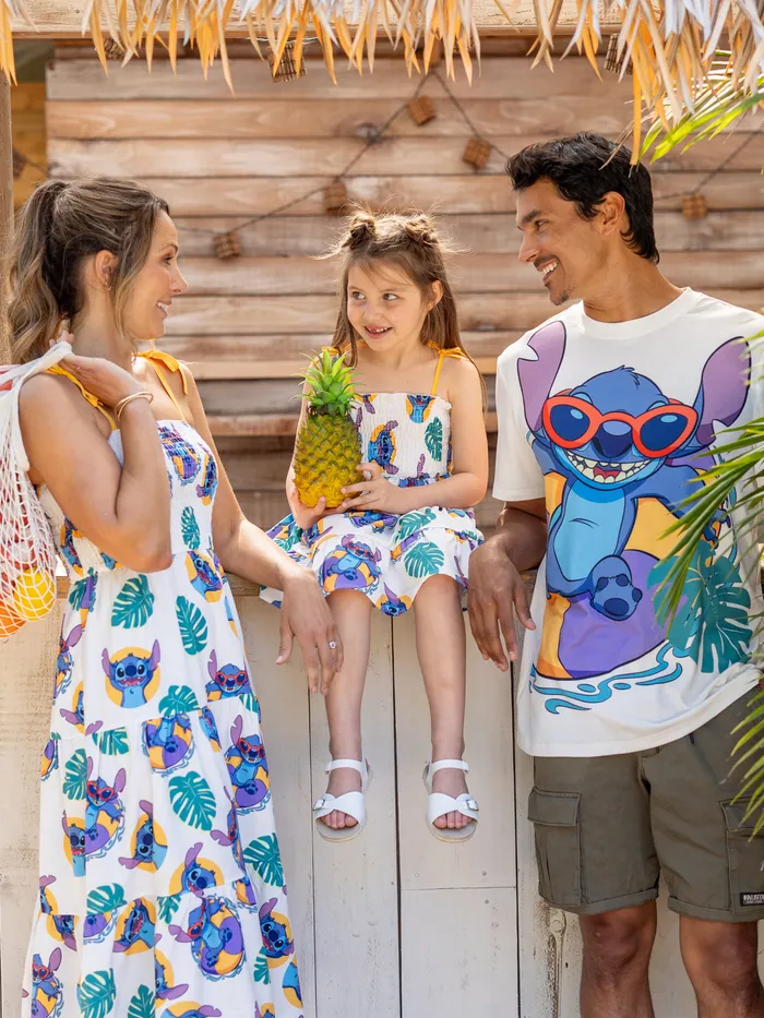 Disney Stitch Family Matching Naia™ Swimming Stitch Tropical Plant Print Sleeveless Dress/Tee/Onesie