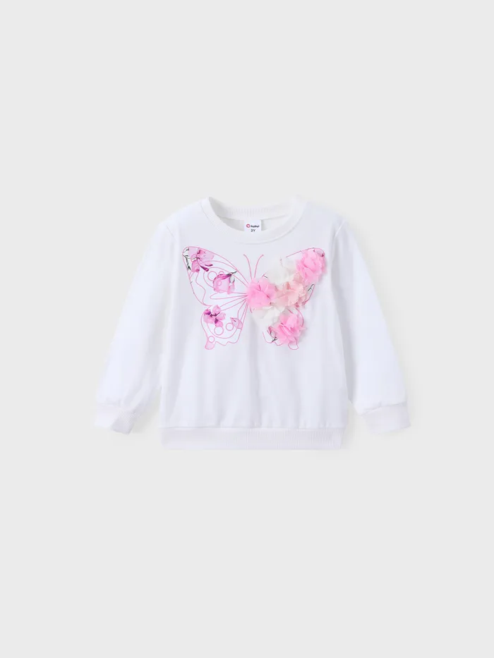 Toddler Girl 3D Flower Butterfly Sweatshirt