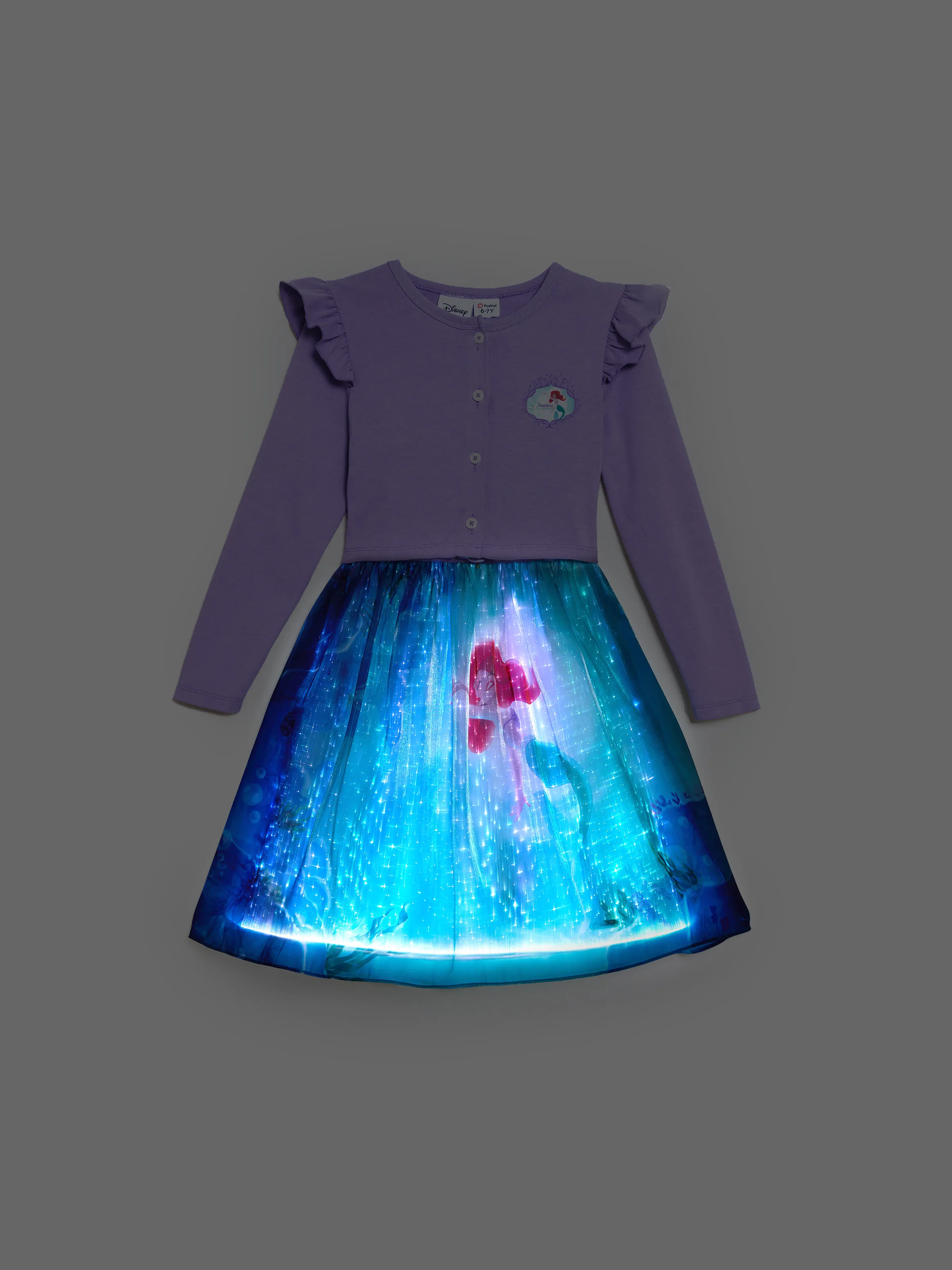 Go-Glow Disney Princess Illuminating Ariel Layered Tulle Dress and Jacket Including Controller (Built-In Battery)