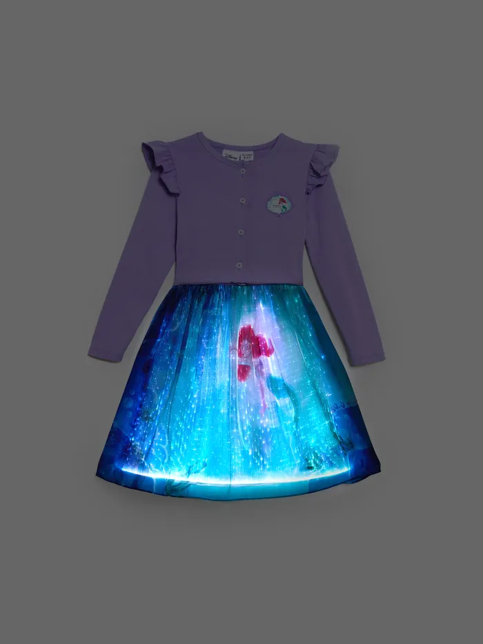 Go-Glow Disney Princess Illuminating Ariel Robe et veste en tulle superposé avec manette (batterie intégrée)