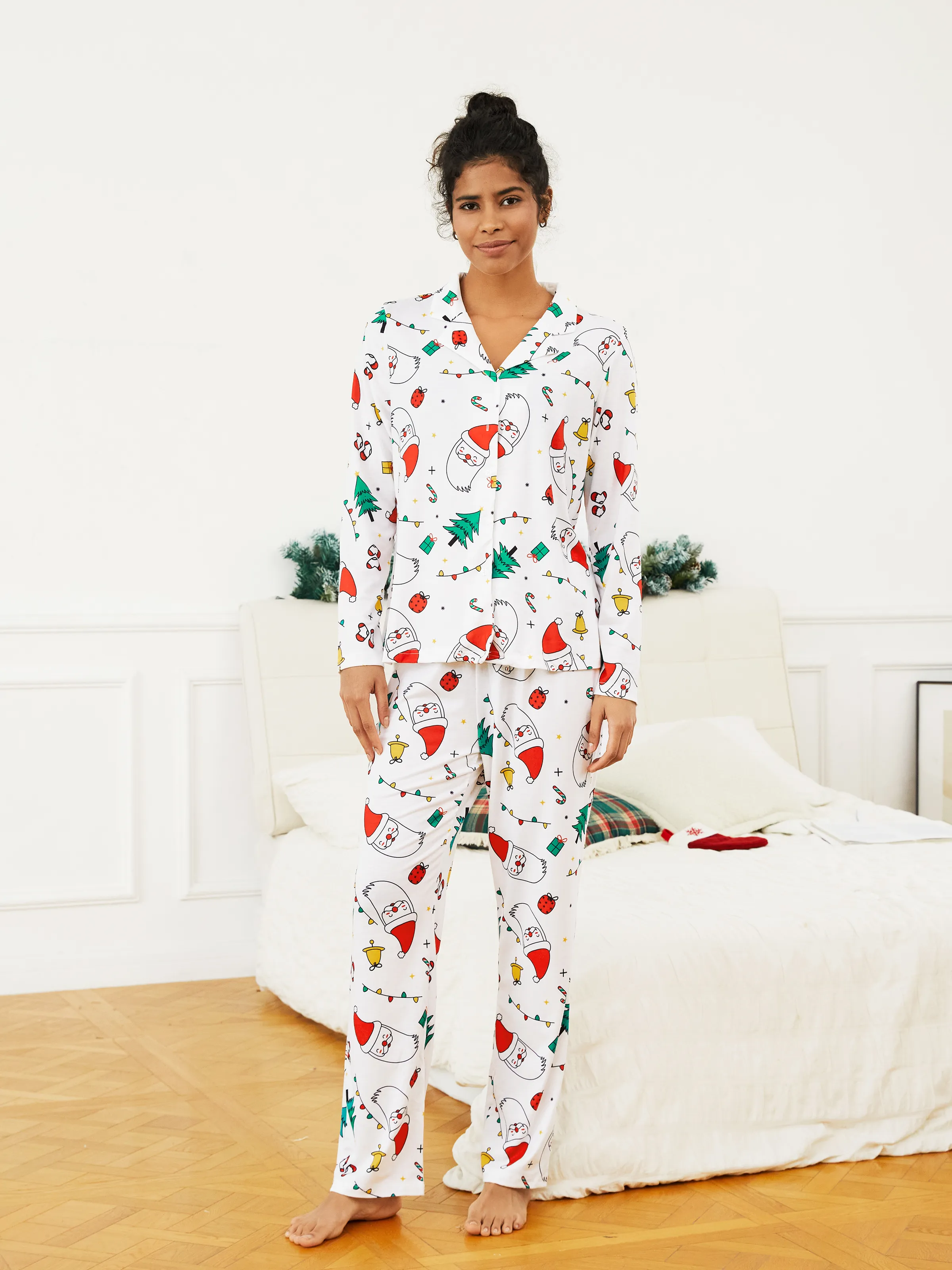 

Christmas Family Matching Colorful Festival Theme Print Long Sleeve Pajamas Sets