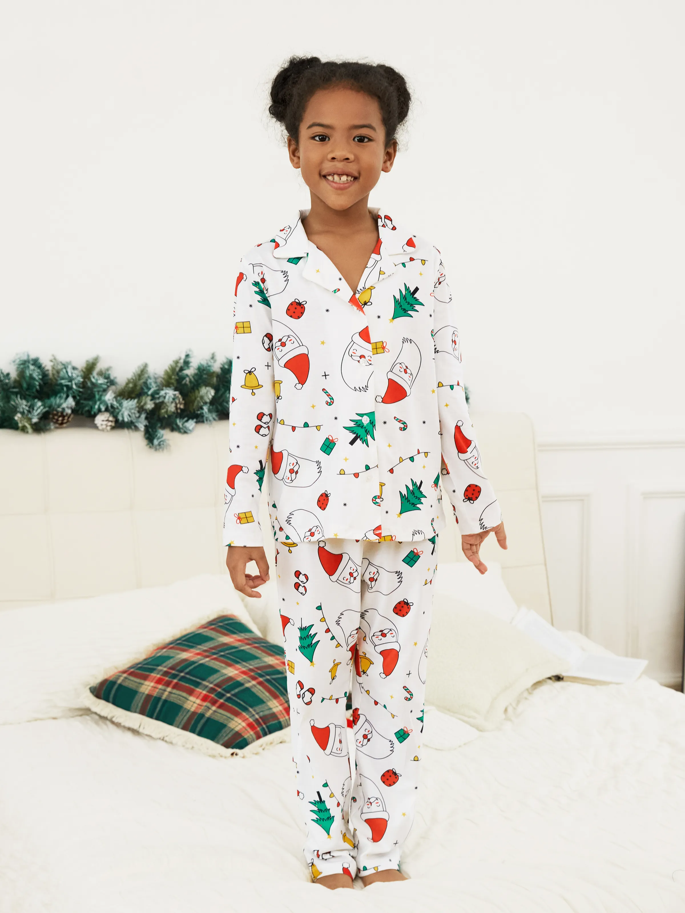 

Christmas Family Matching Colorful Festival Theme Print Long Sleeve Pajamas Sets