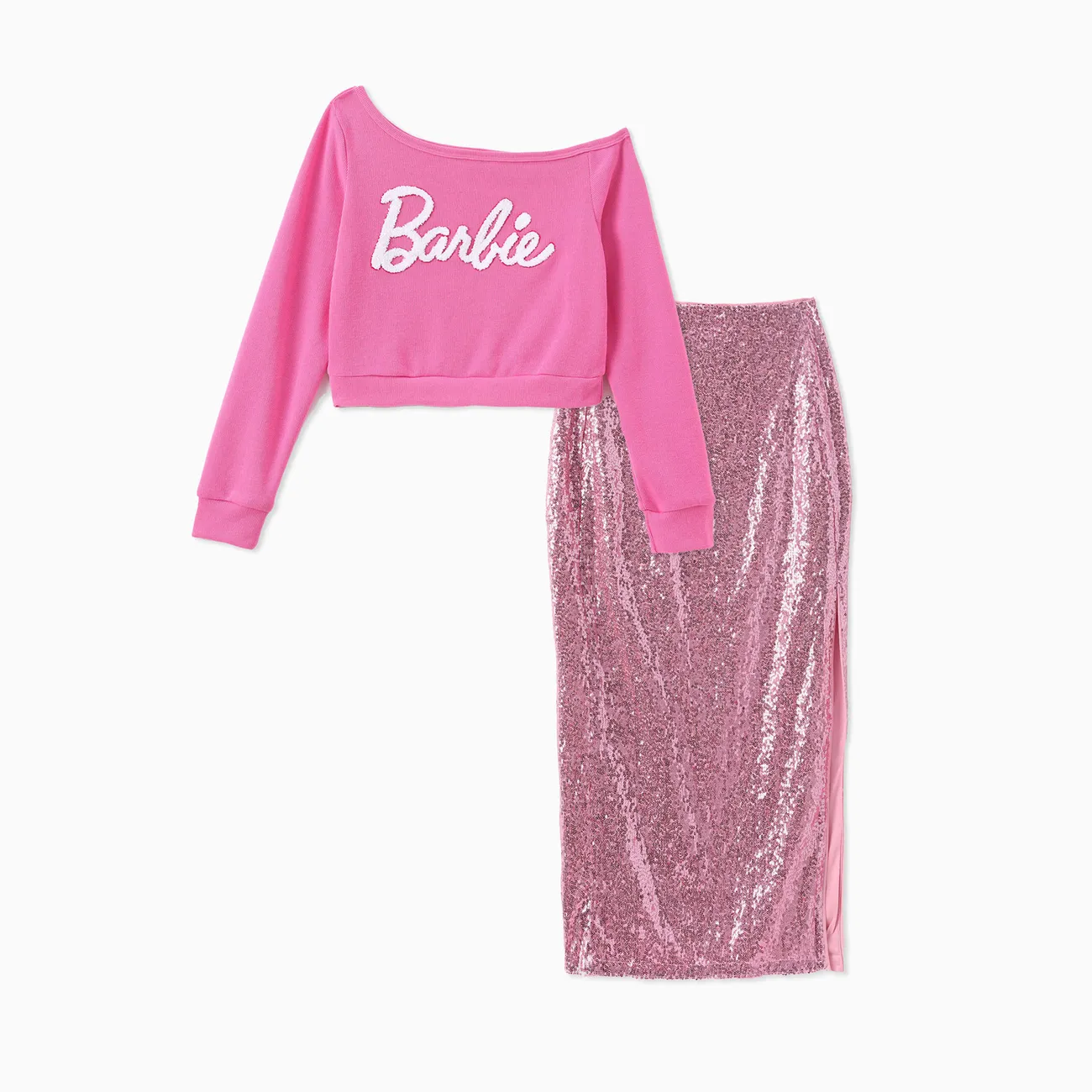 Barbie Outfit Mommy and Me Slanting Front Sweatshirt/ Sequin Maxi Skirt/Jacket/Dress