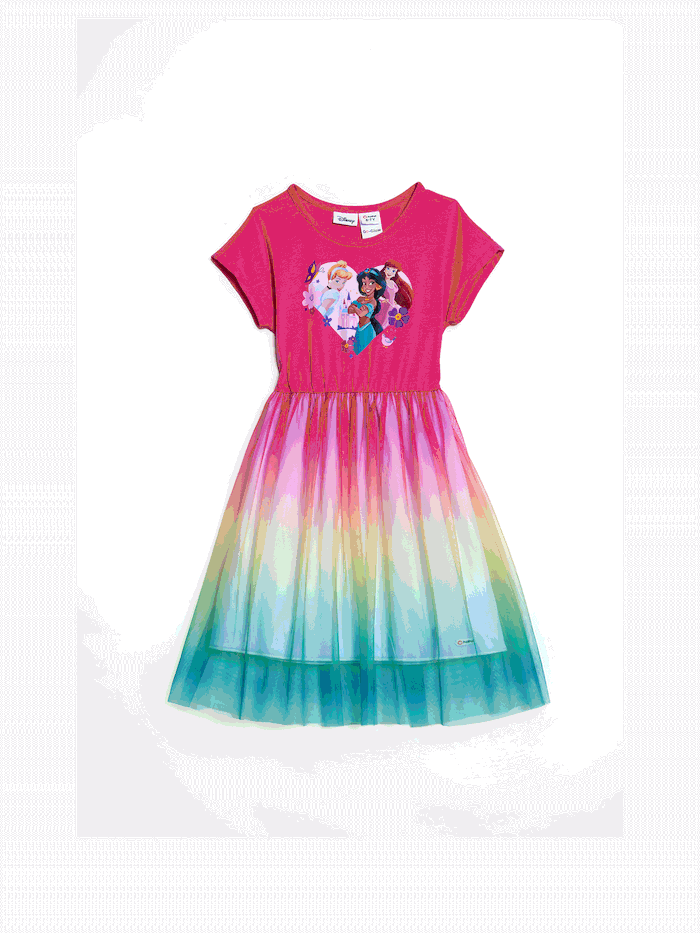 Disney Princess Toddler/Kid Girl 1pc Brilha no Escuro Floral Vestido de Tule em forma de coração
