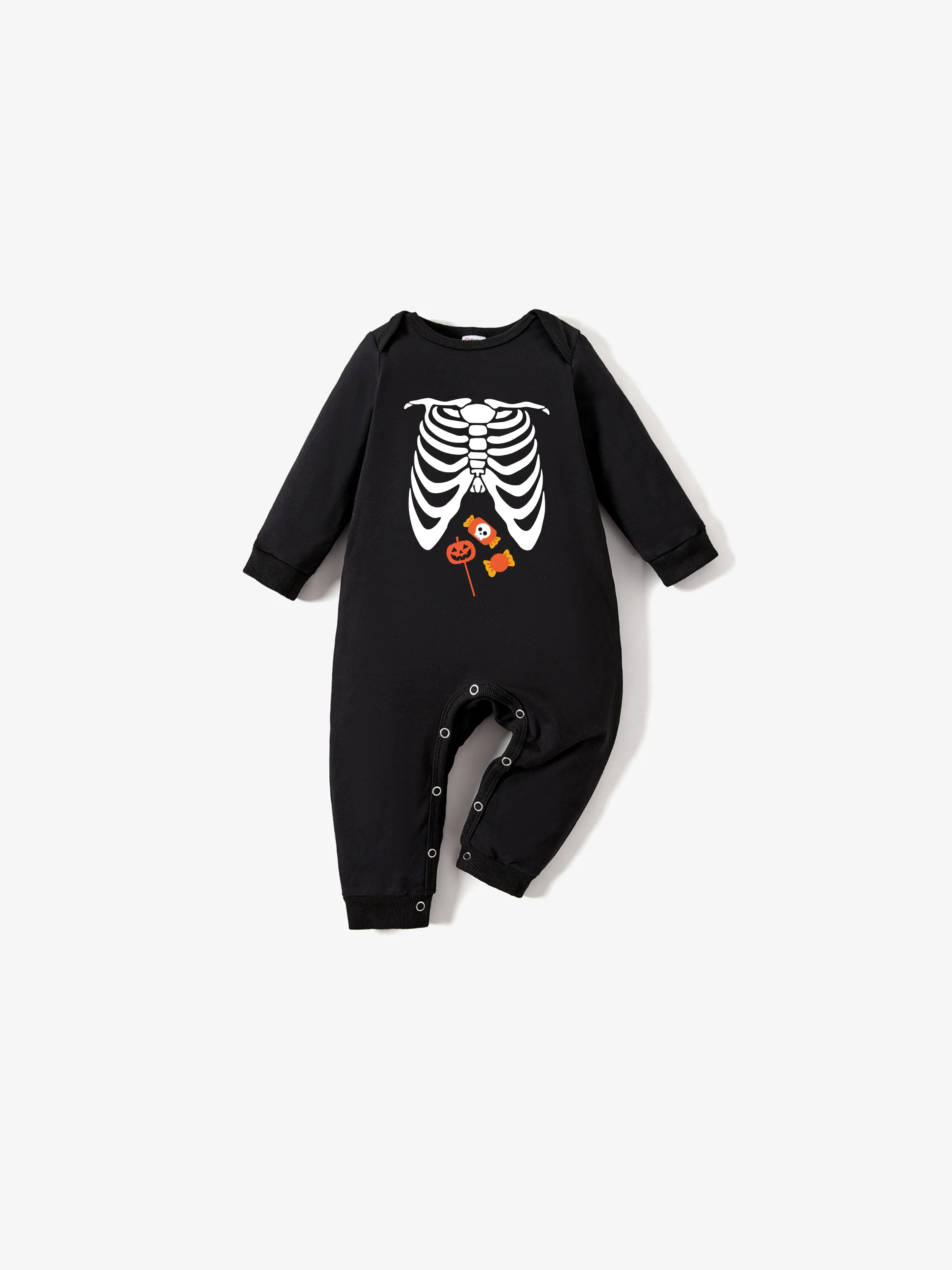 

Halloween Family Matching Tops Black Spooky Skeleton Graphic Sweatshirts