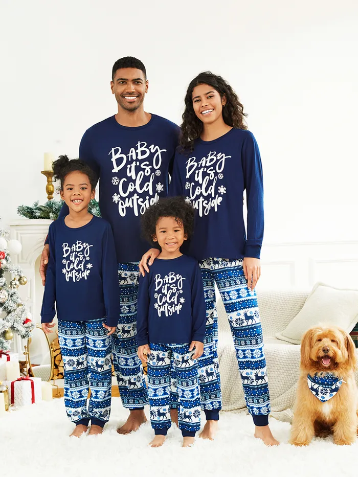 Familien Outfits Andere Feste Druck tiefblau Schlafanzug Pyjama