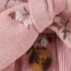 3 unidades Criança Menina Mangas franzidas Bonito Flores isoladas Fato saia e casaco Rosa