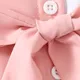 Toddler Girl Elegant Lapel Collar Colorblock Belted Dress PinkyWhite