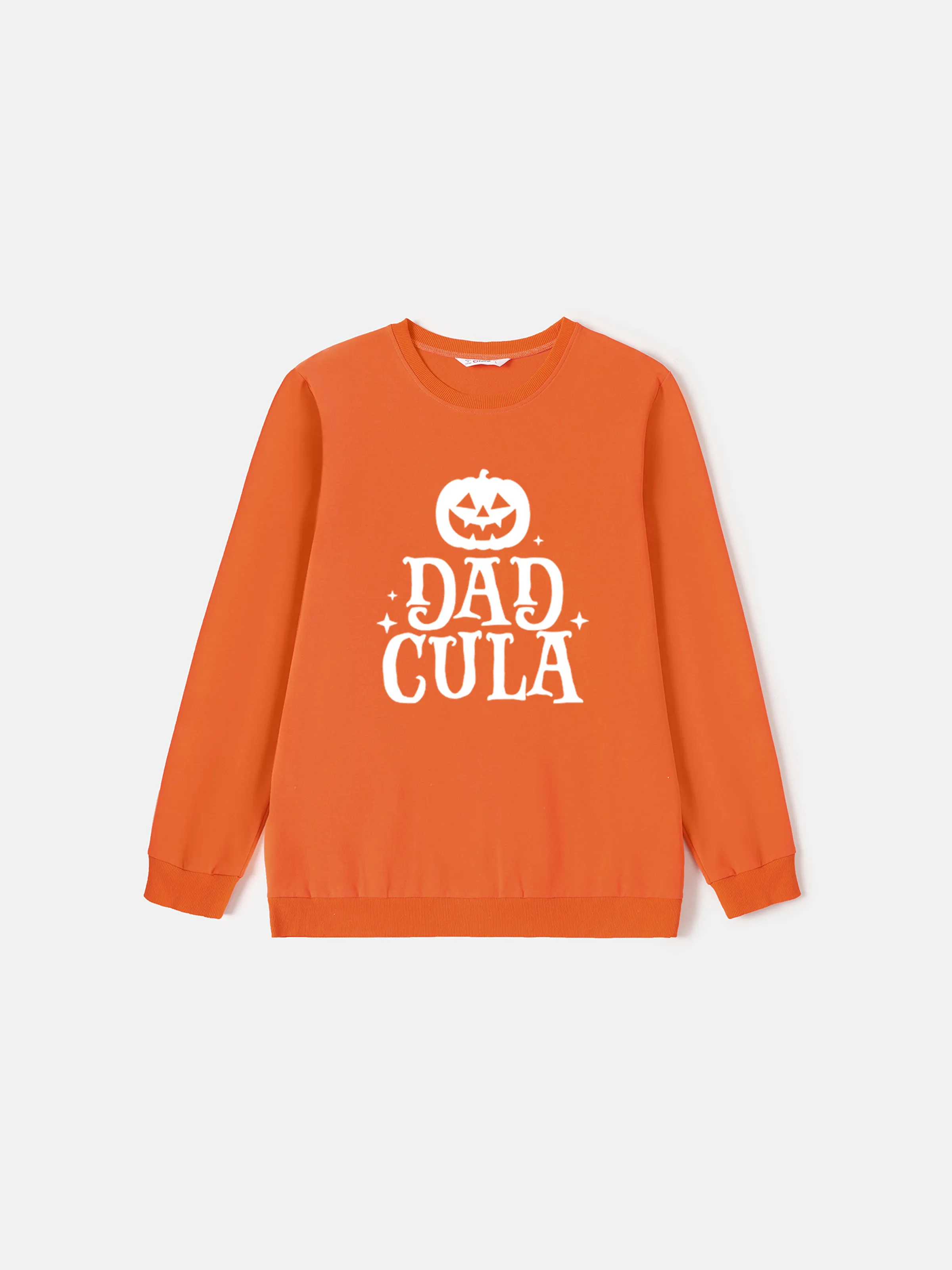 

Halloween Family Matching Tops Orange Spooky Pumpkin Pattern Fun Text Graphic Sweatshirt