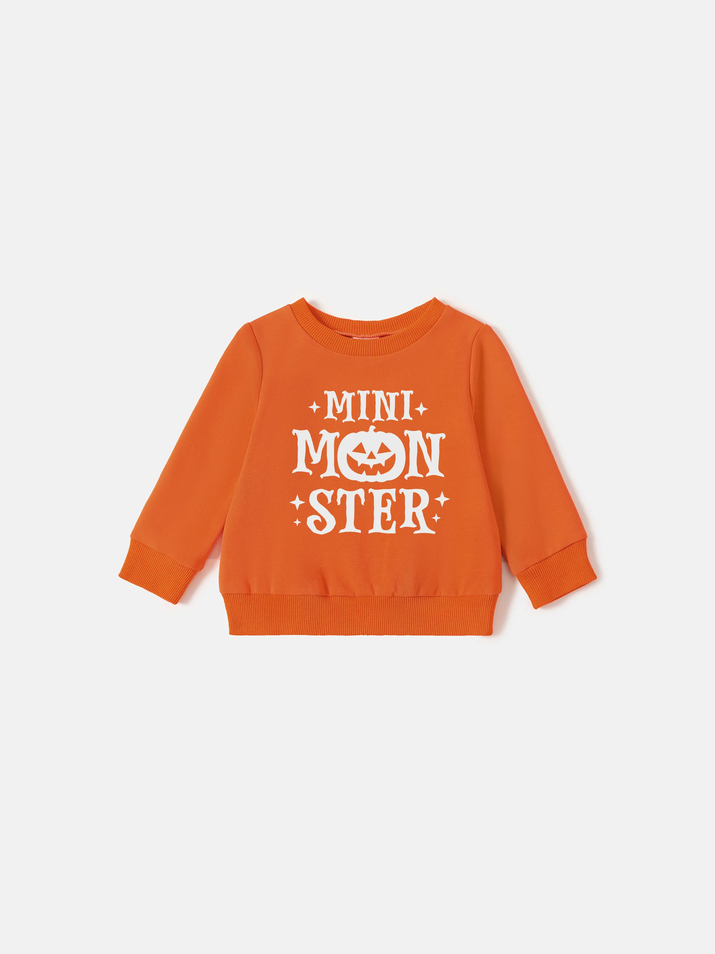 

Halloween Family Matching Tops Orange Spooky Pumpkin Pattern Fun Text Graphic Sweatshirt