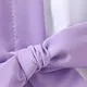 Toddler Girl Elegant Lapel Collar Colorblock Belted Dress Purple