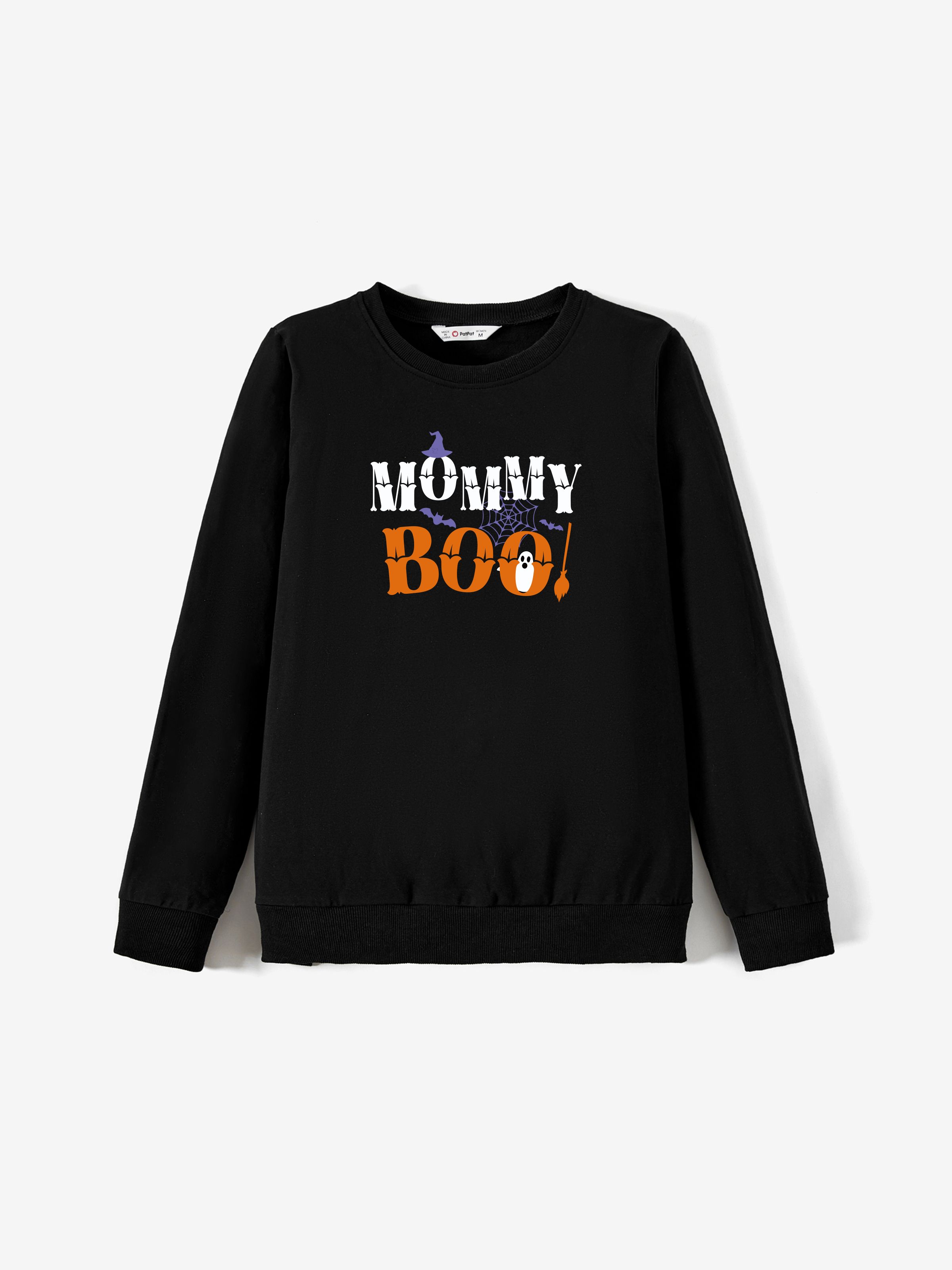 

Halloween Family Matching Cotton Black Spooky Elements Funny Text Tops