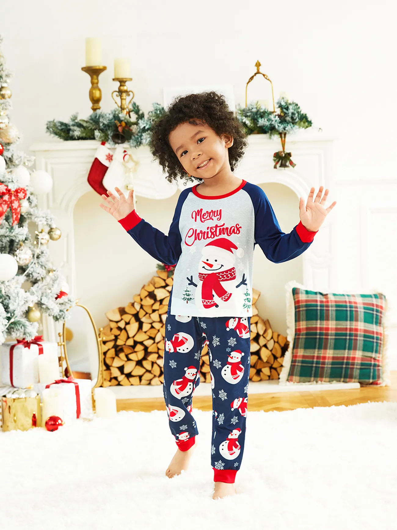 Christmas Letter Print Matching Family 2-Piece Long-sleeve Top and pants Pajama Set