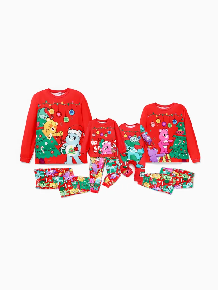 Care Bears Christmas Family Matching Character Xmas Tree Print Long-sleeve Pajamas Sets (Flame Resistant)