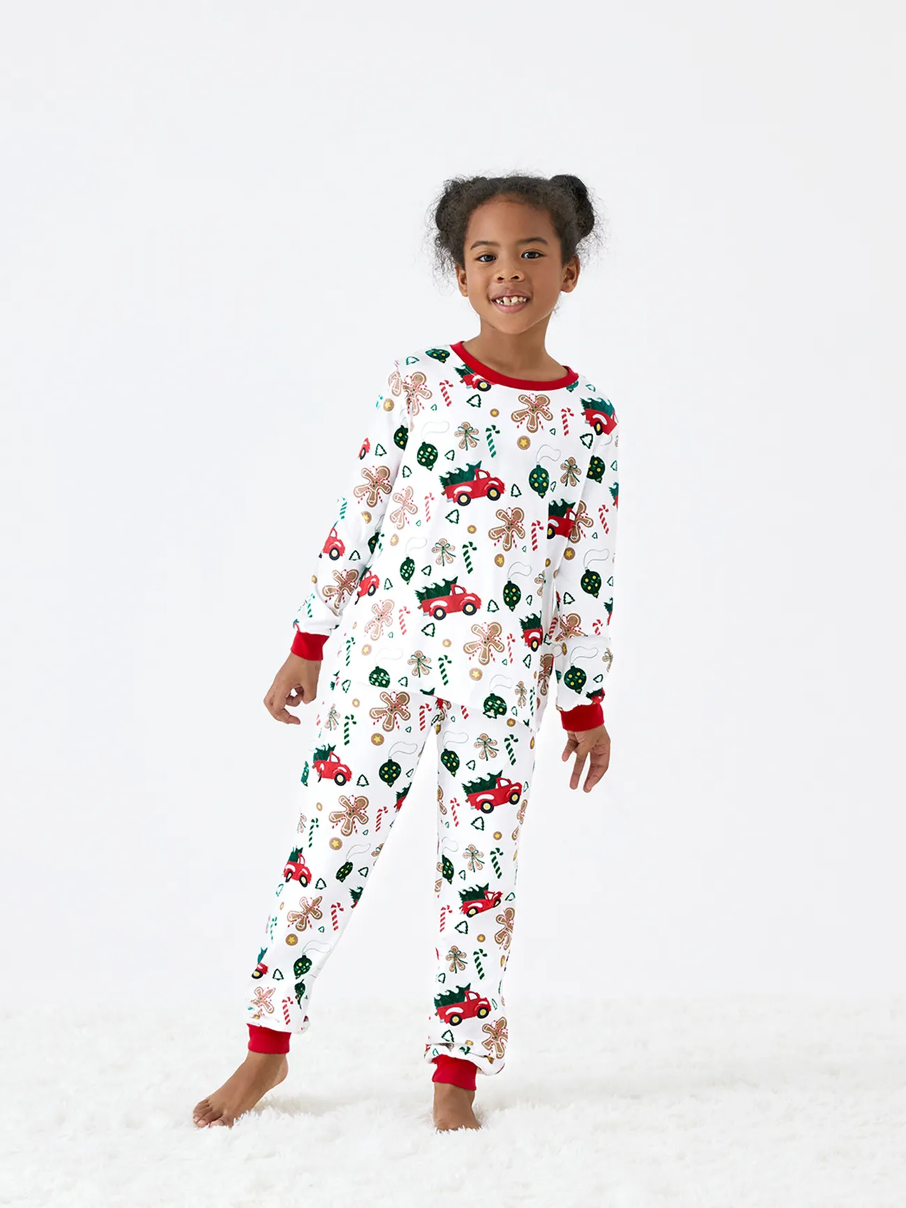 

Christmas Family Pajamas Allover Xmas Tree and Gingerbread Man Pattern Matching Collared Sets