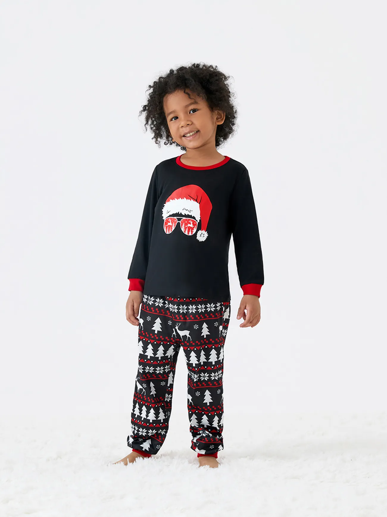 

Christmas Family Matching Santa hats and Reindeers Print Long-sleeve Pajamas Sets