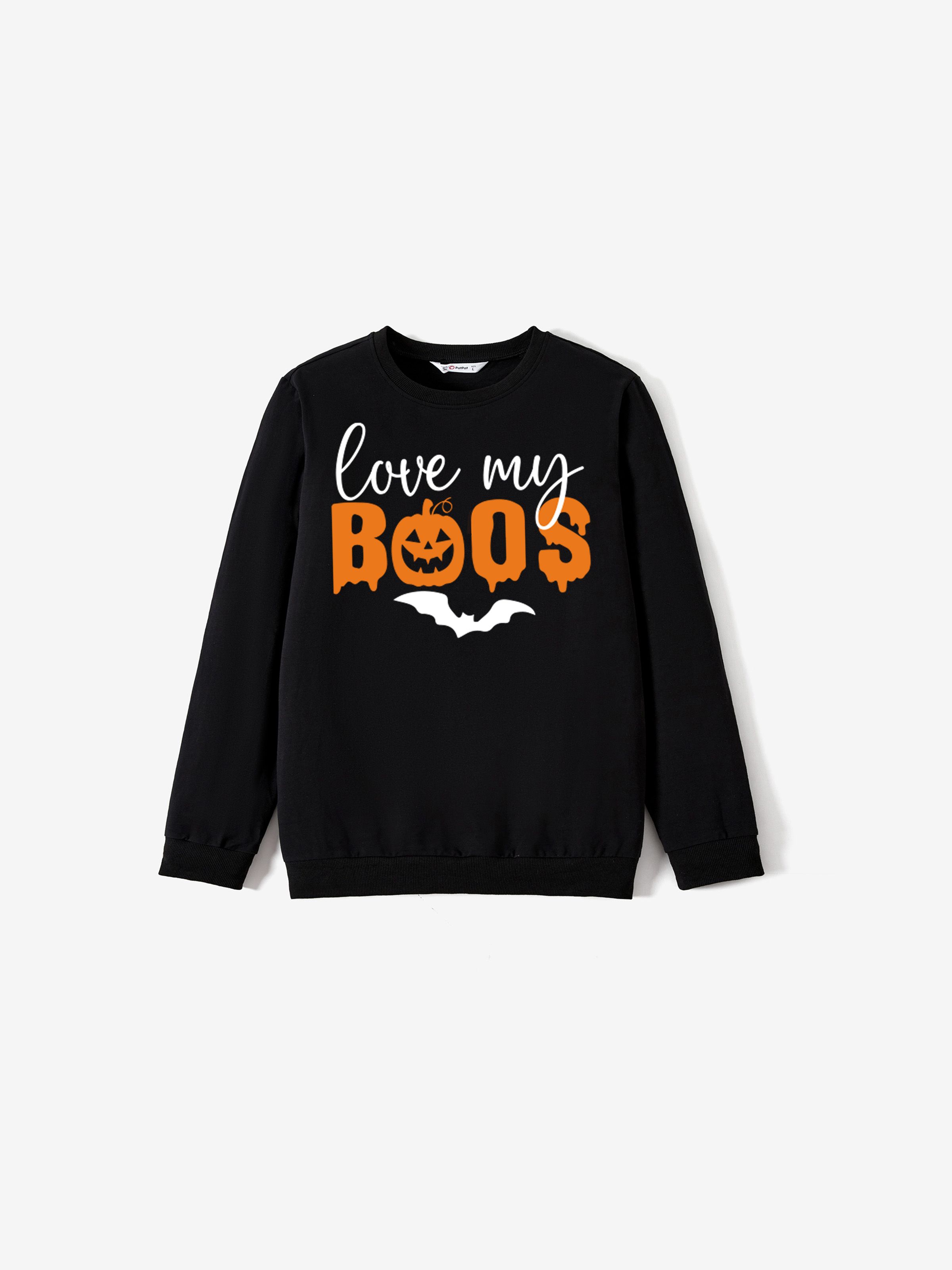 

Halloween Family Matching Cotton Fun Word Ghost Pattern Tops