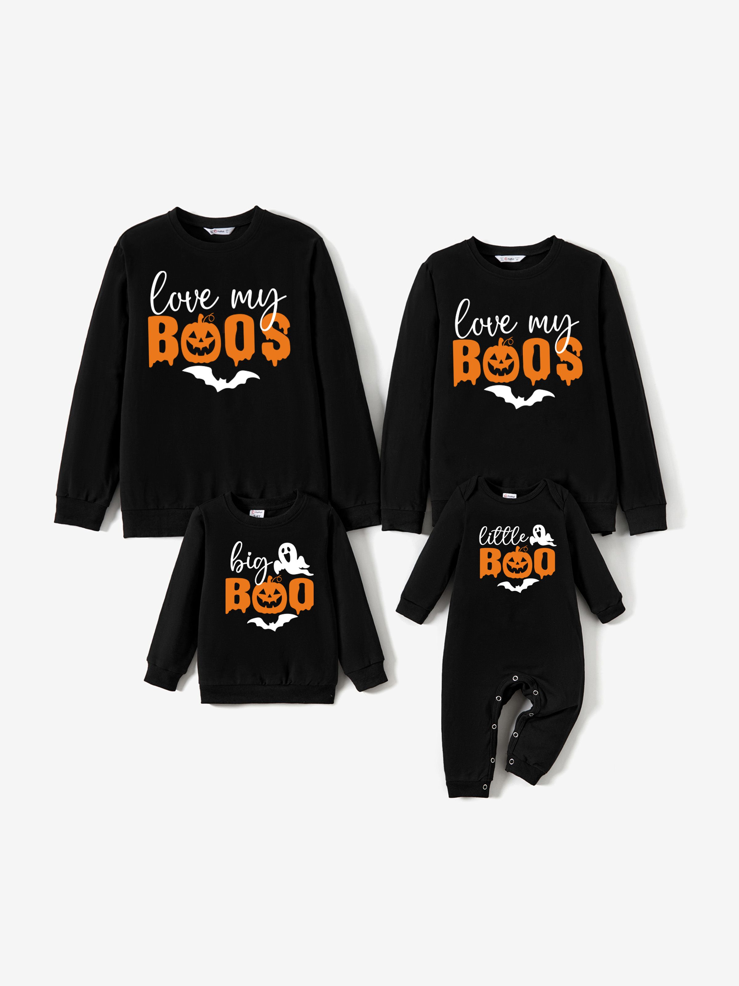 

Halloween Family Matching Cotton Fun Word Ghost Pattern Tops