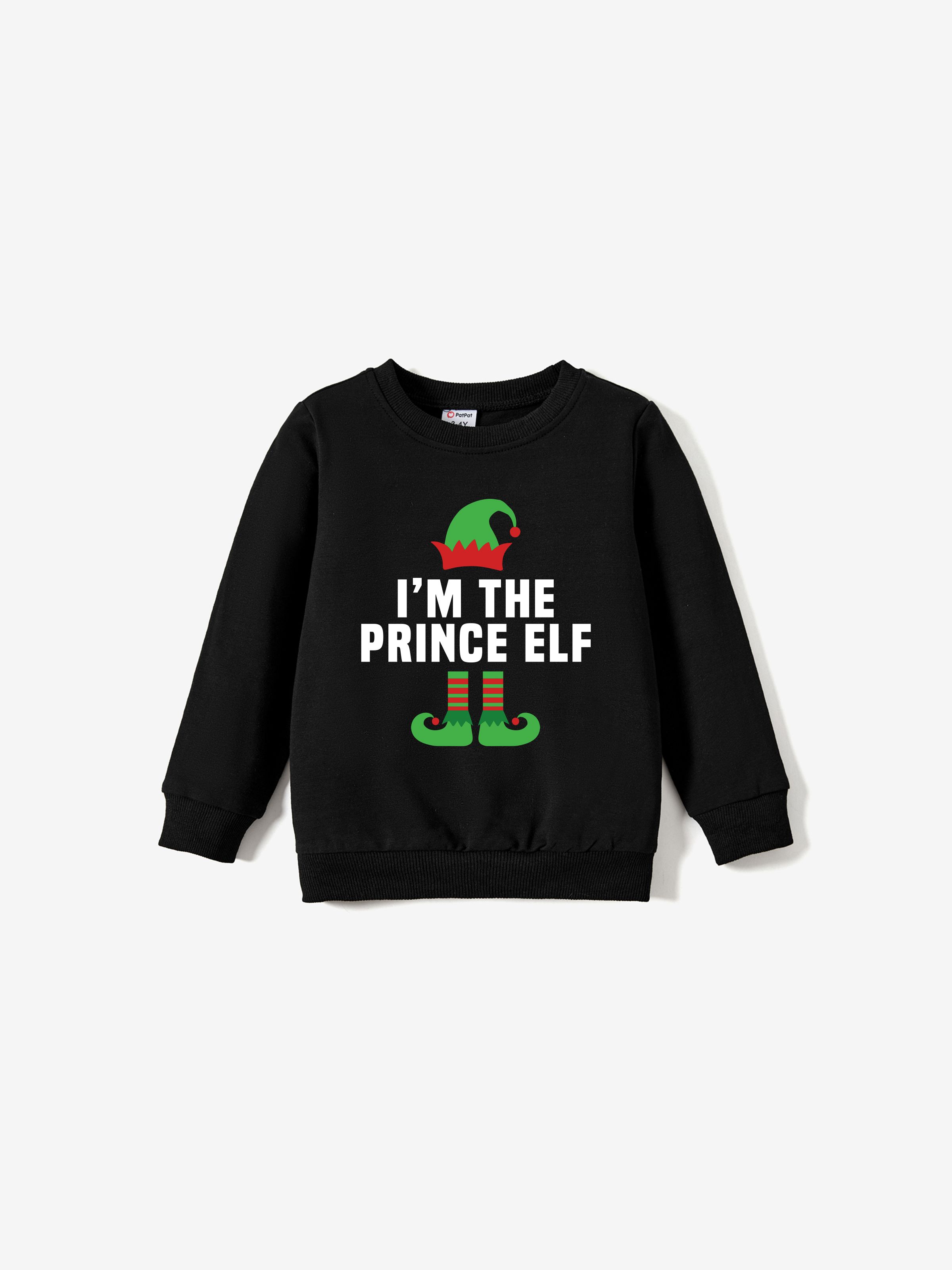 

Christmas Family Matching Funny Elf Design Black Long Sleeves Tops