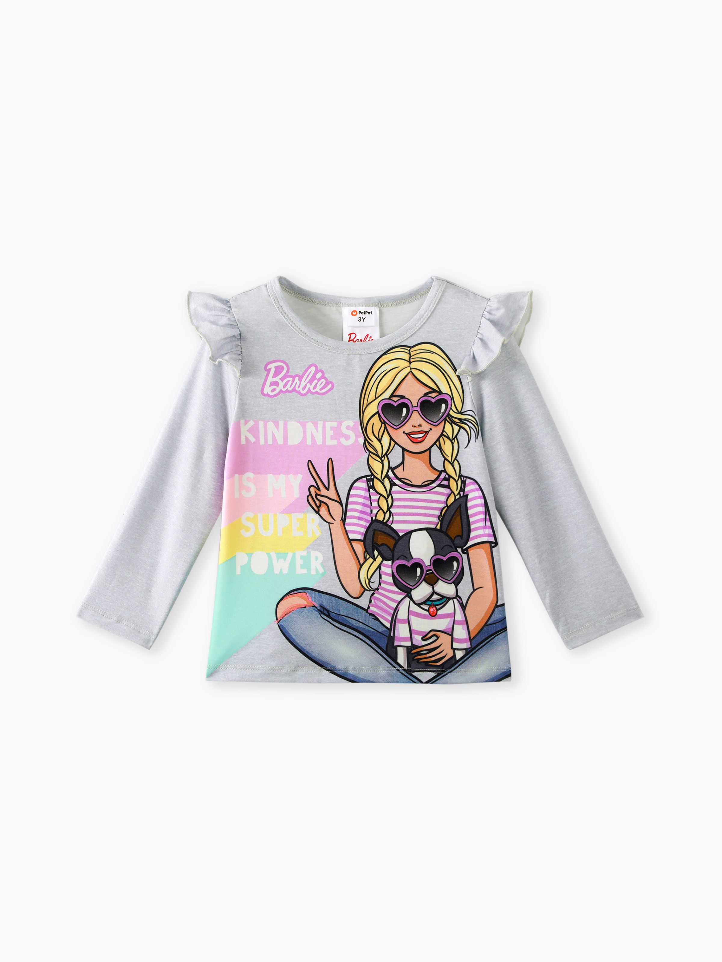 

Barbie Toddler Girl Character Print Ruffled Long-sleeve Tee