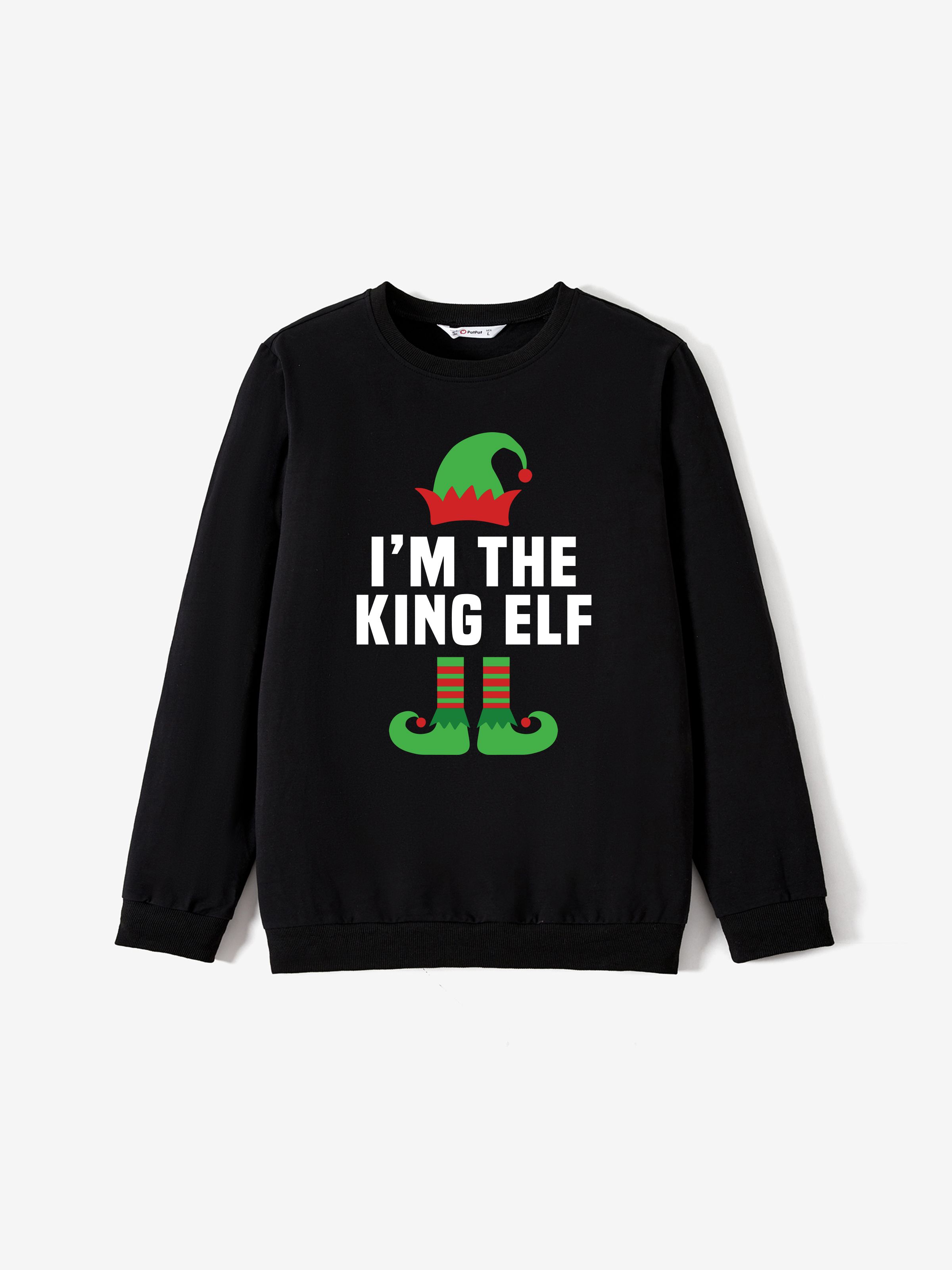 

Christmas Family Matching Funny Elf Design Black Long Sleeves Tops