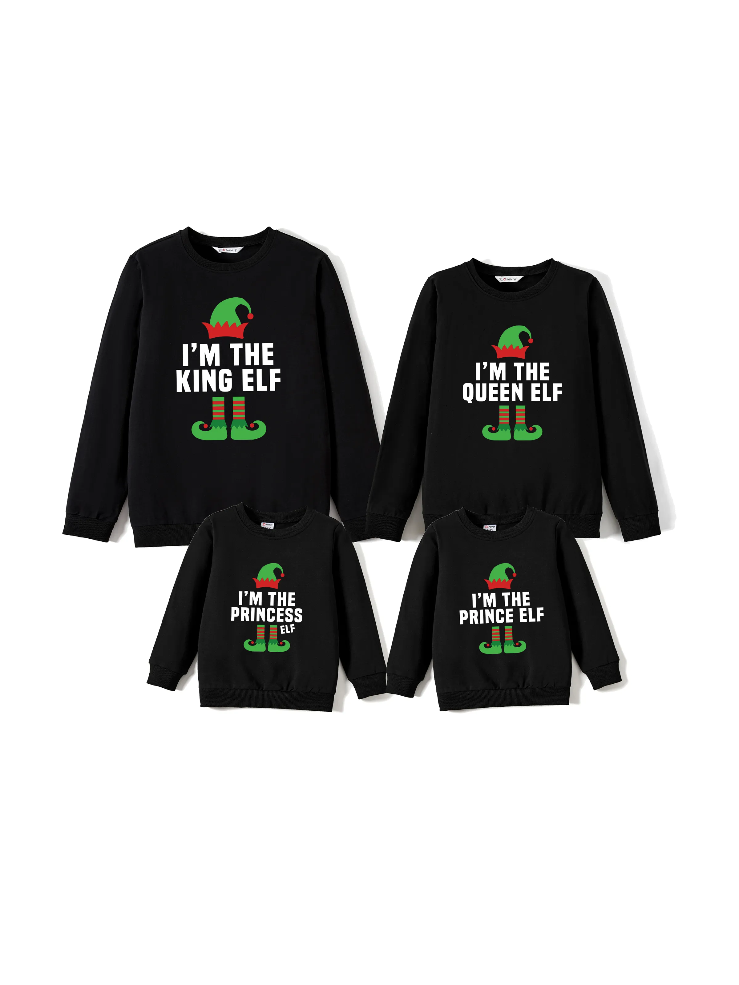 Elf Design Black Sweatshirts for Family