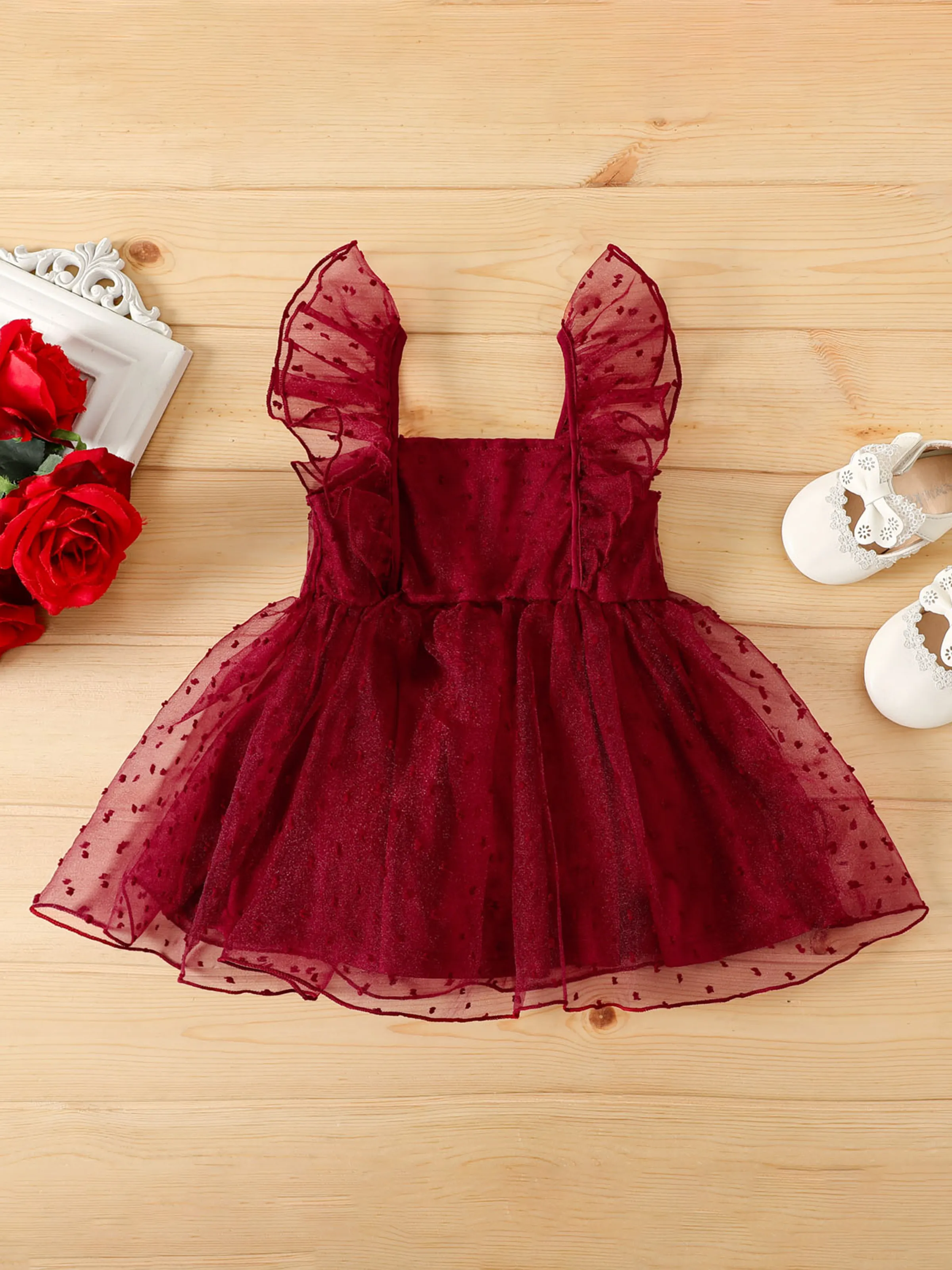 

Singer Baby Girl Ruffled Mesh Dress