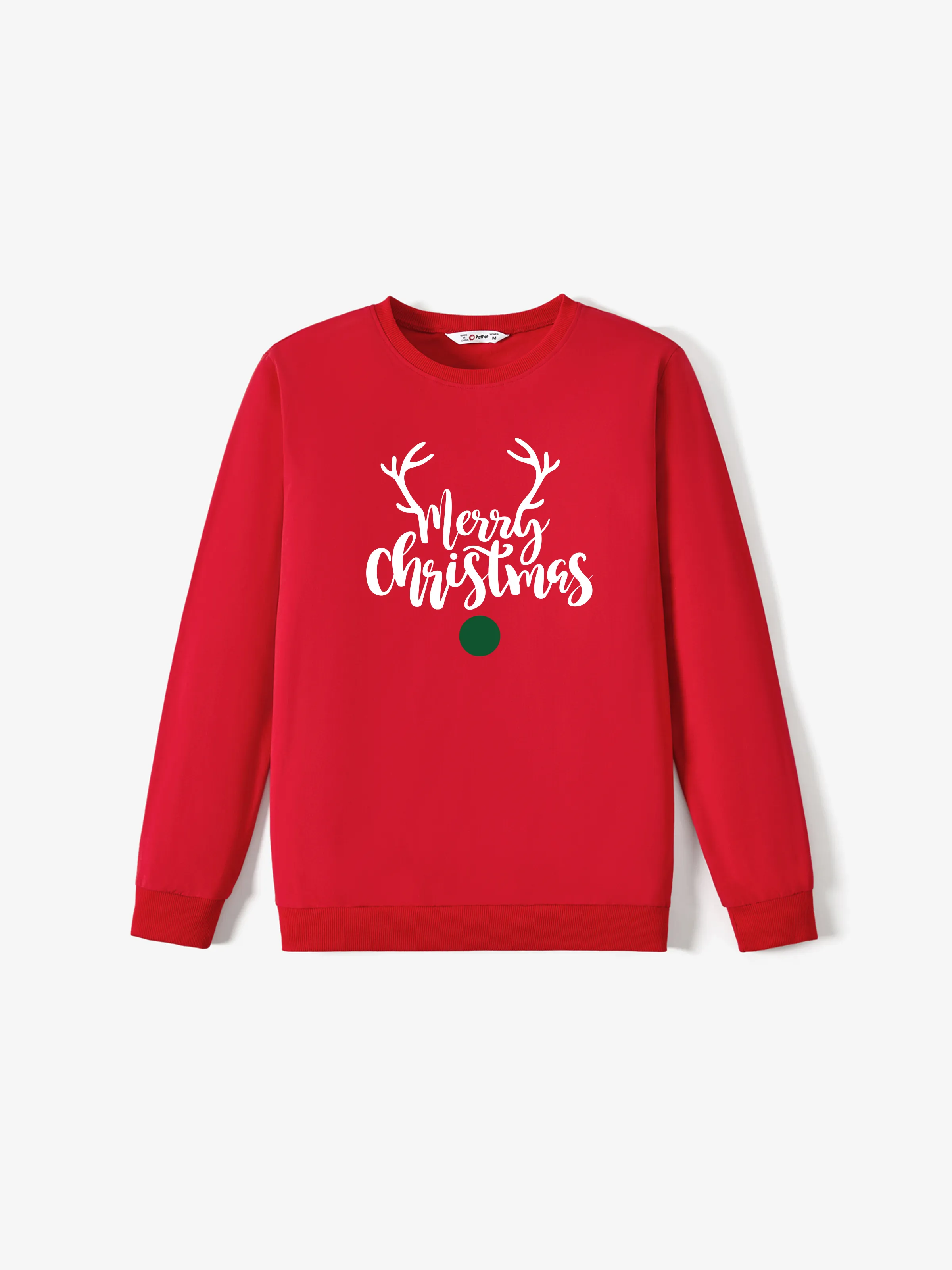 

Christmas Family Matching Cotton Long Sleeves Reindeer Design Letter Print Tops in Red