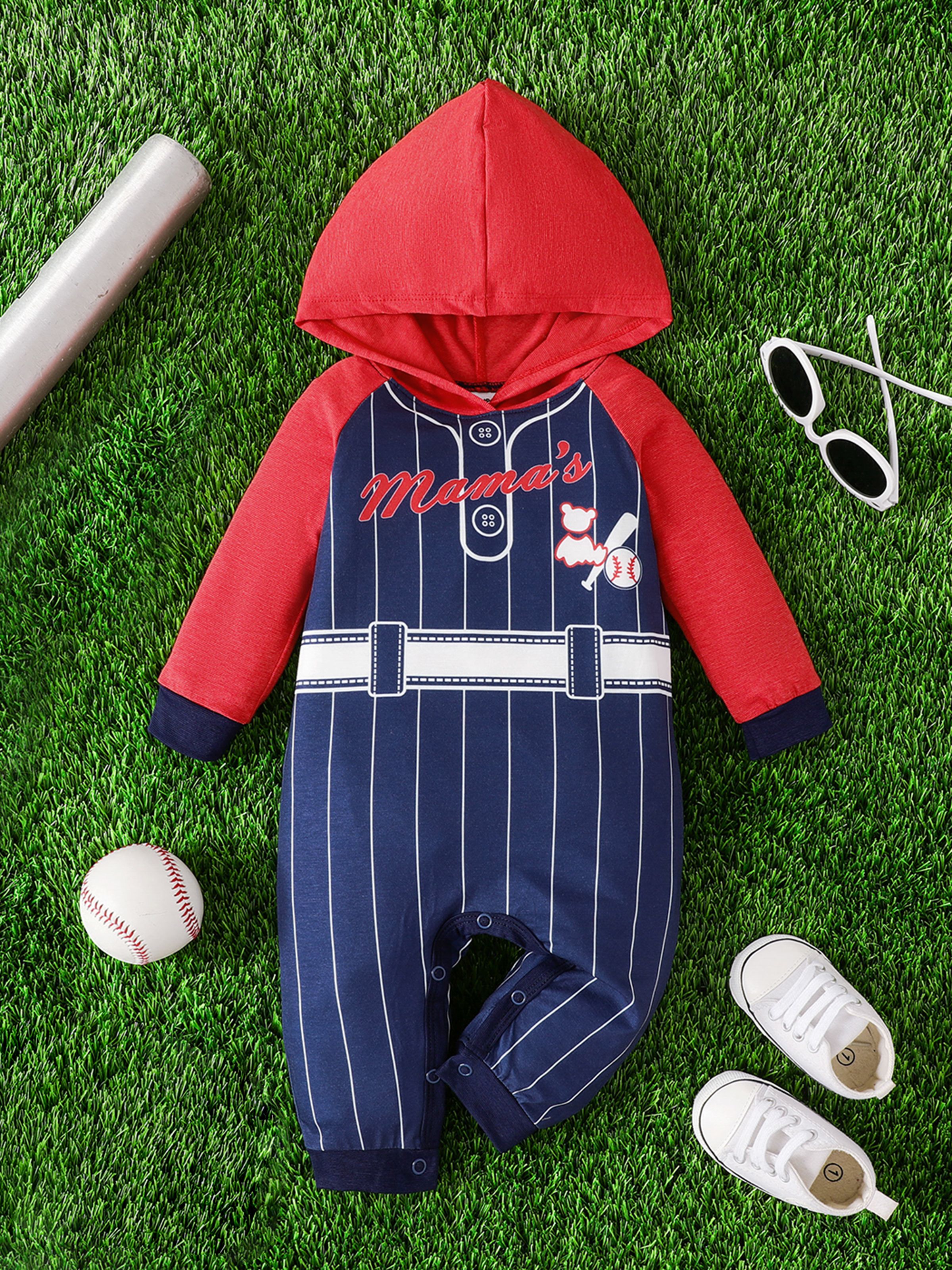 

Baseball Player Baby Boy/Girl Hooded Jumpsuit