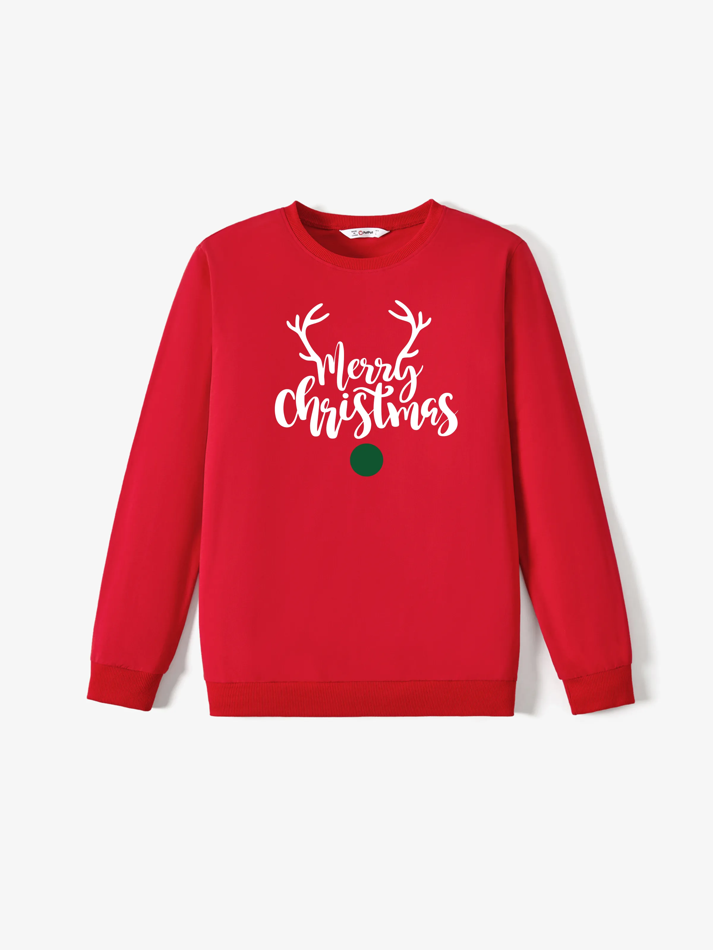 

Christmas Family Matching Cotton Long Sleeves Reindeer Design Letter Print Tops in Red