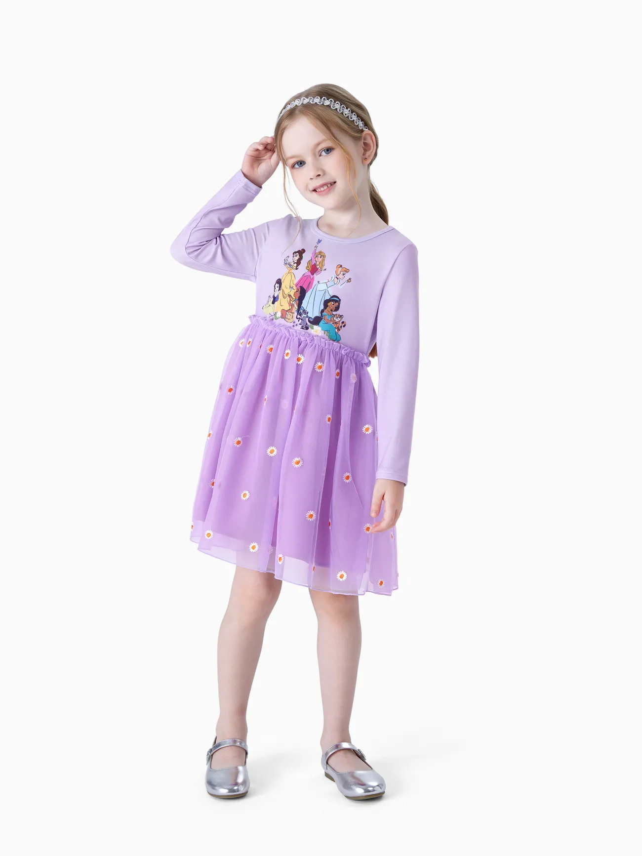 

Disney Princess Toddler Girls Ariel/Cinderella 1pc Naia™ Floral Tulle Long-sleeve Dress