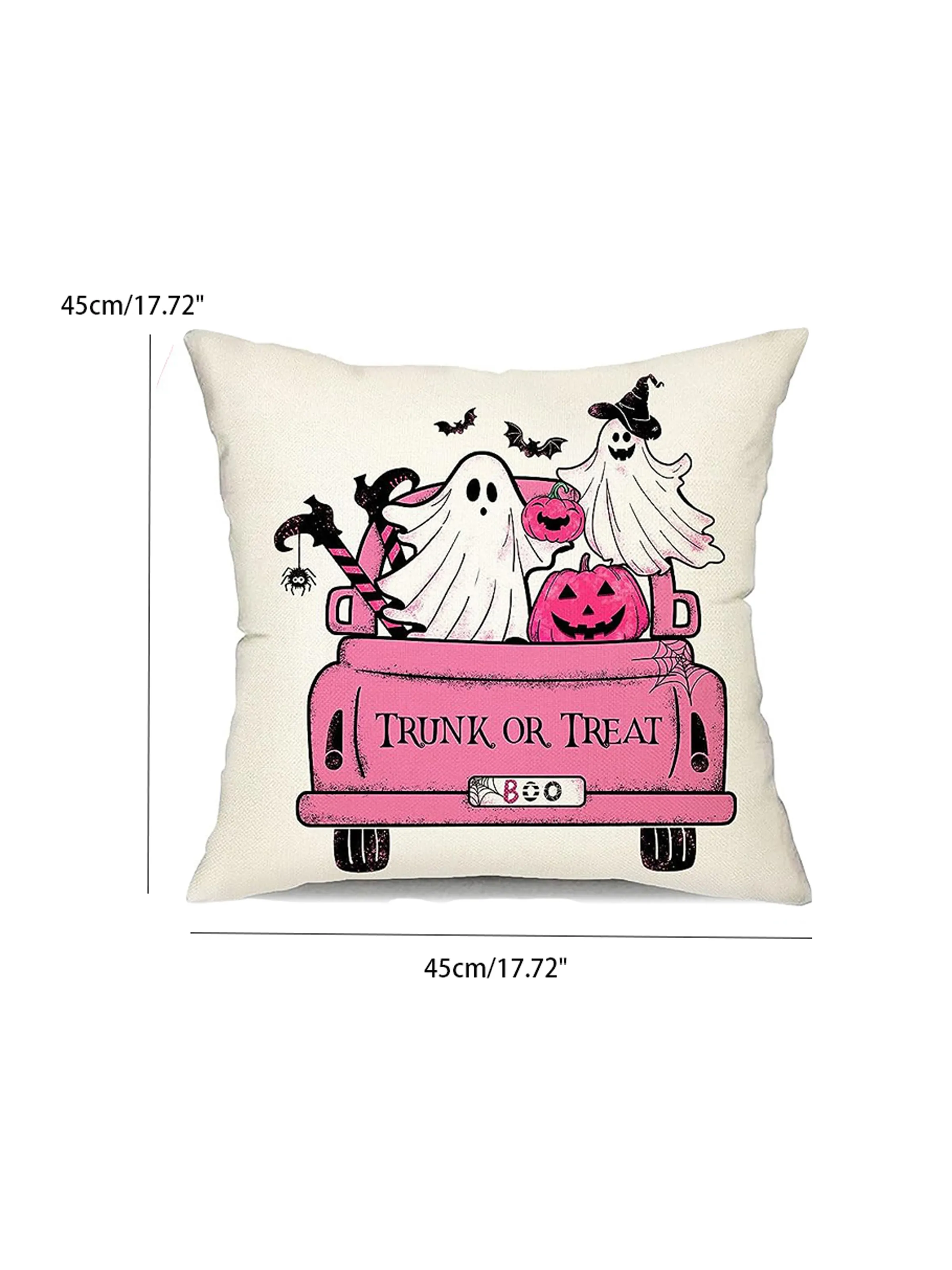 

Pink Halloween Linen Pillowcase (No Pillow Core)