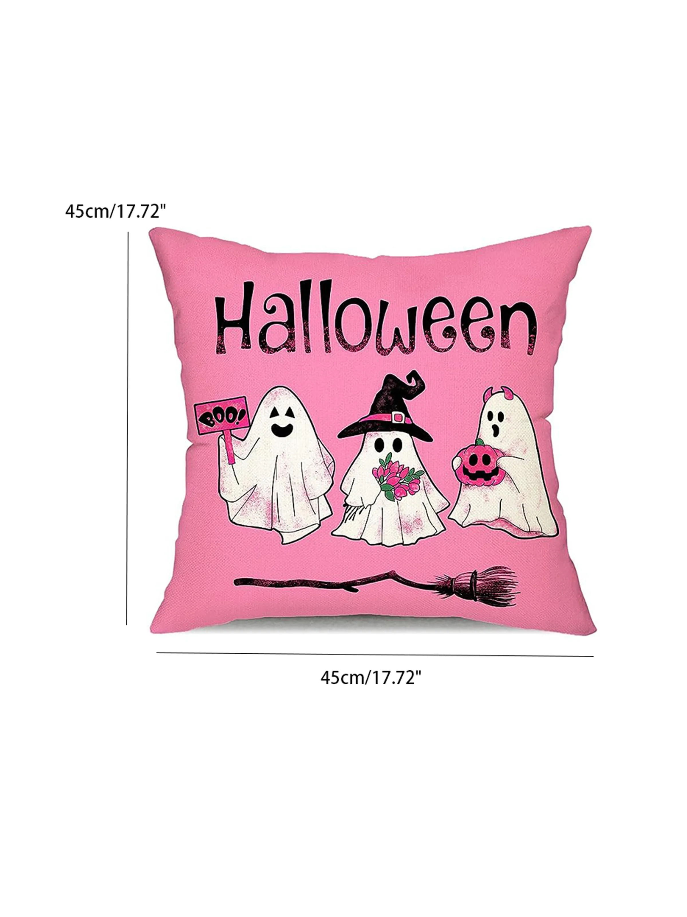 

Pink Halloween Linen Pillowcase (No Pillow Core)