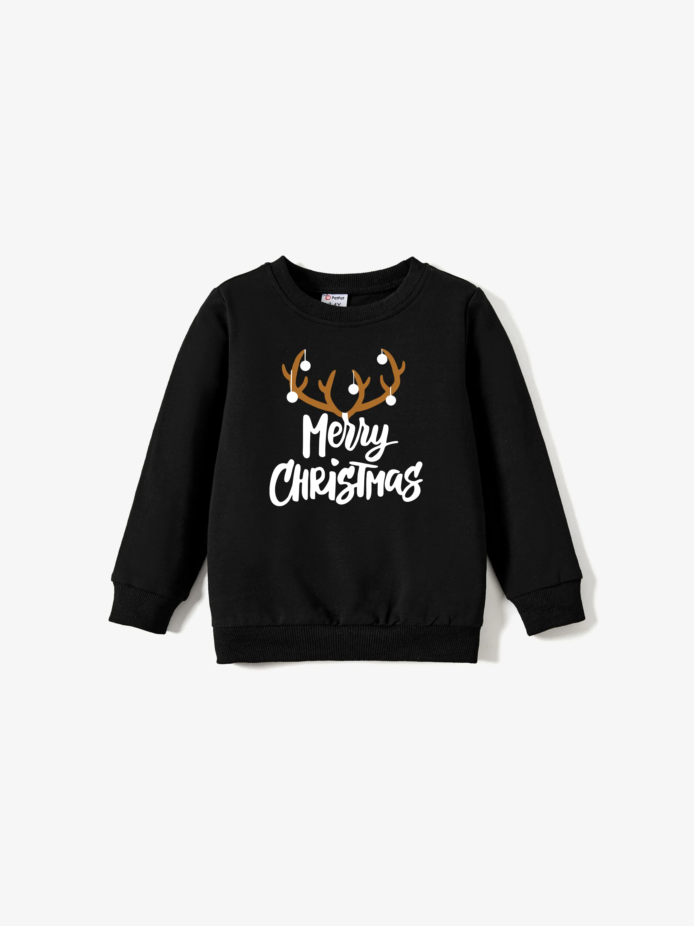 

Christmas Family Matching Long Sleeves Merry Christmas Reindeer Horn Design Tops