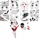 Paquet de 5 adultes / enfants aime Halloween autocollants de tatouage effrayant Noir