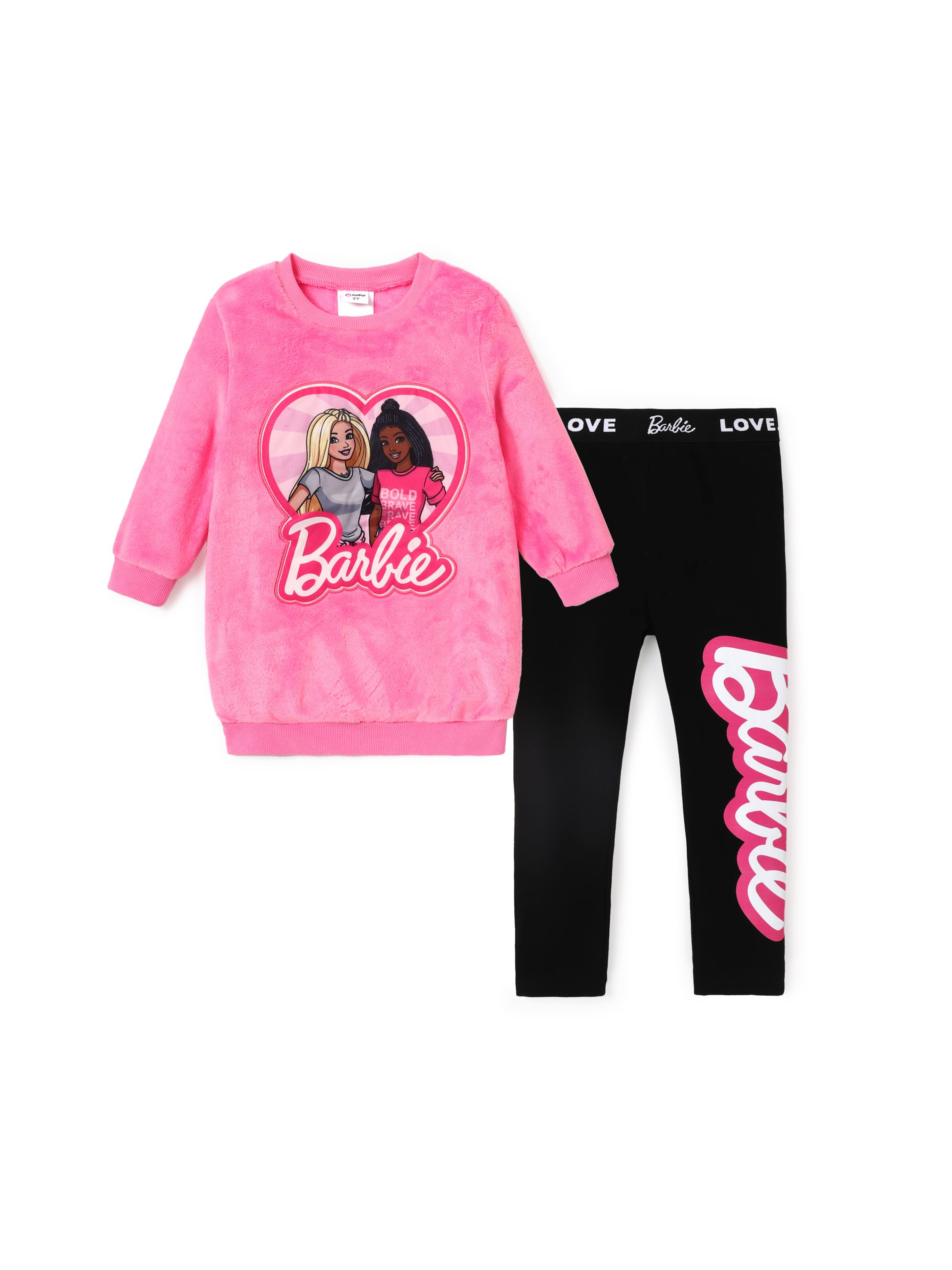 

Barbie Plush Embroidered Heart print Long-sleeve Top or Tight Leggings