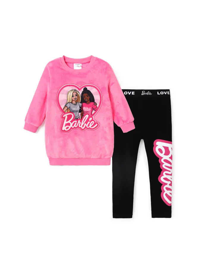 Barbie Plüsch besticktes langärmeliges Oberteil oder enge Leggings