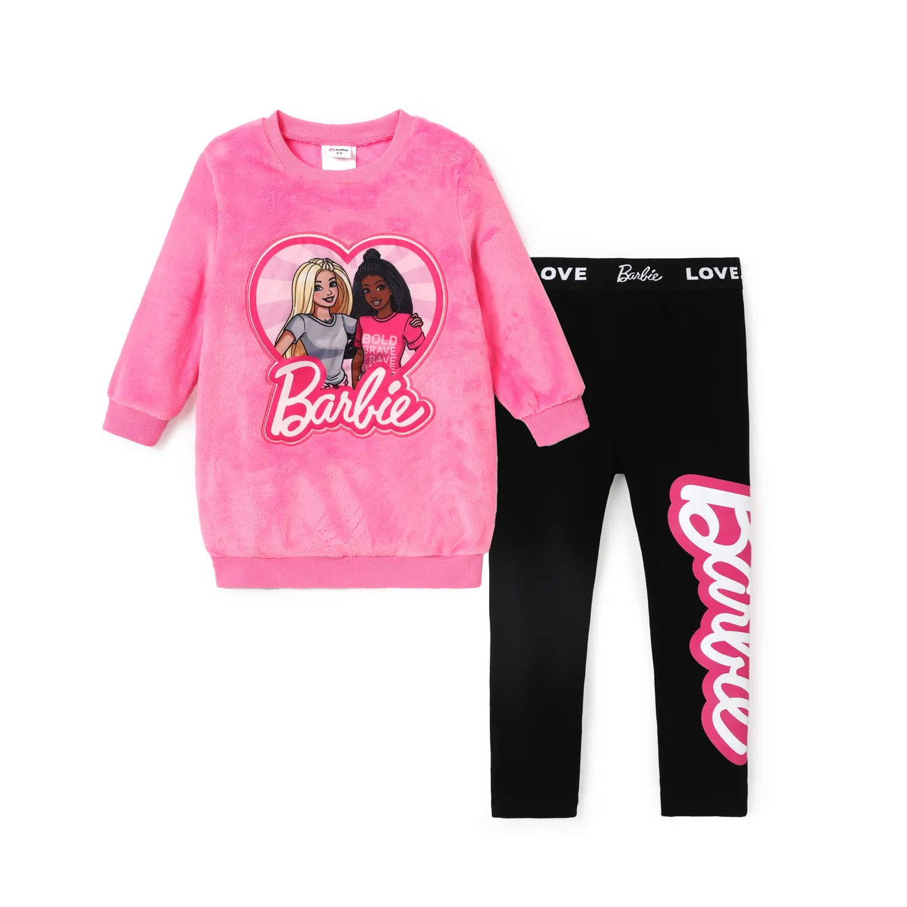 Barbie Plush Embroidered Heart print Long-sleeve Top or Tight Leggings
