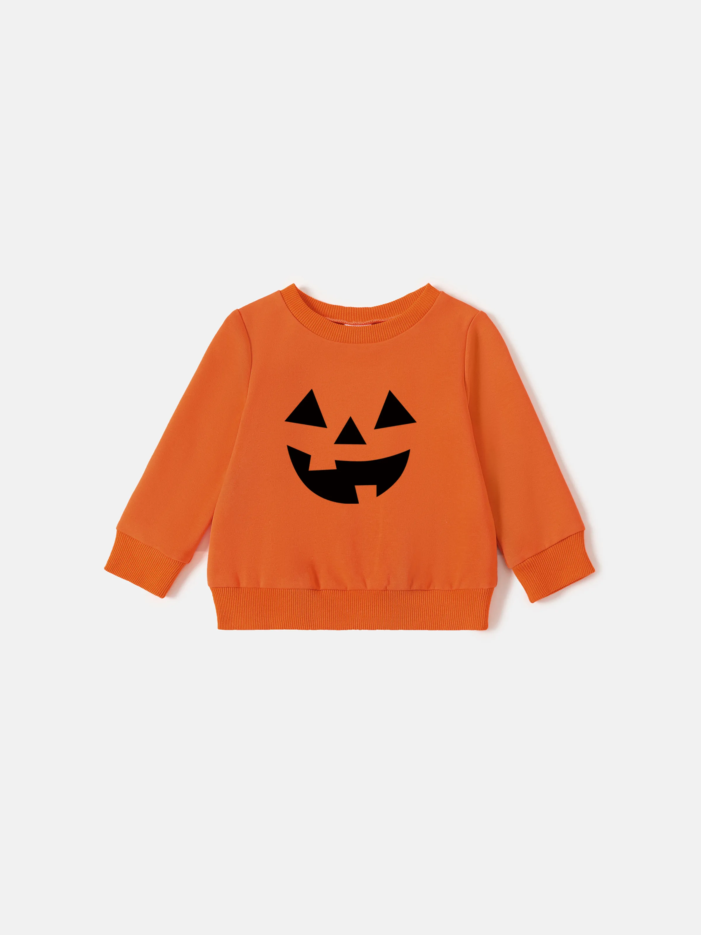 

Halloween Family Tops Orange Pumpkin Spooky Smile Face Sweatshirt