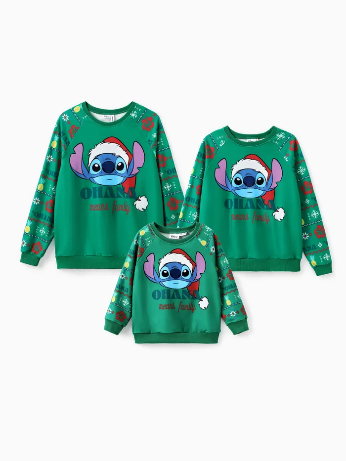 Disney Stitch Family Sweat-shirt à manches longues assorti au point de Noël avec chapeau de Père Noël 