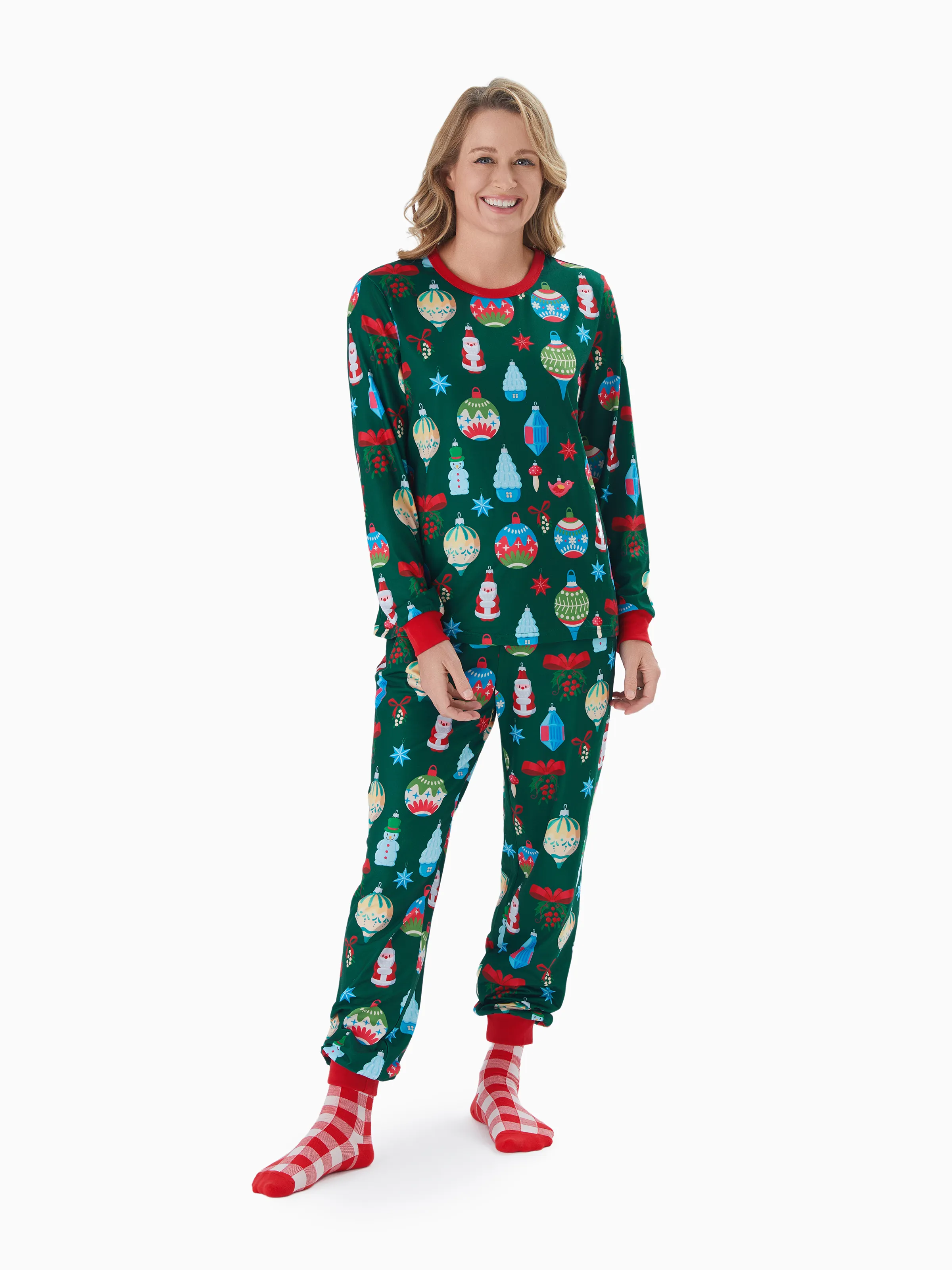 

Christmas Family Matching Allover Christmas Light Pattern Pajamas Sets with Drawstring and Pockets