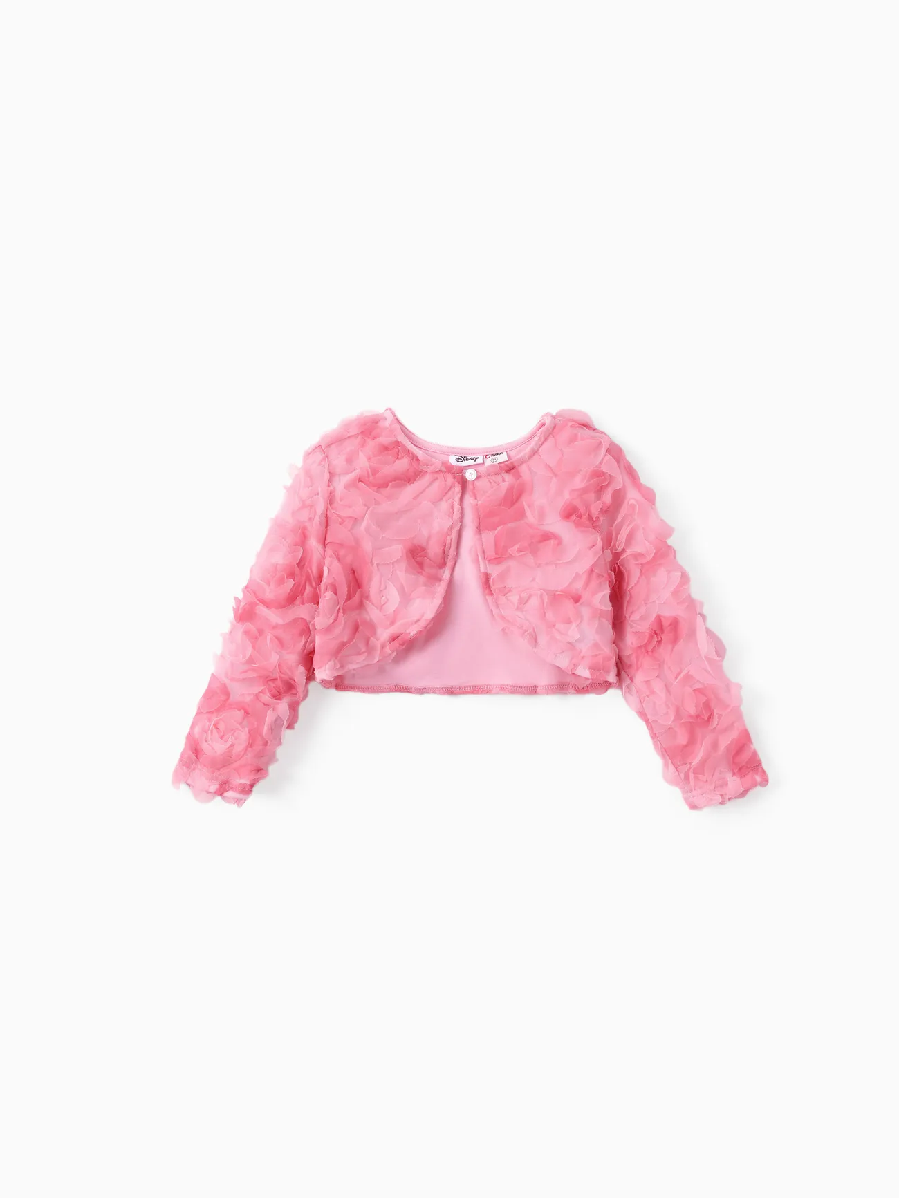 Pink - Disney Princess Toddler Girl 2pcs Ariel Floral Mesh Open Front Crop Jacket with Dress - image 4