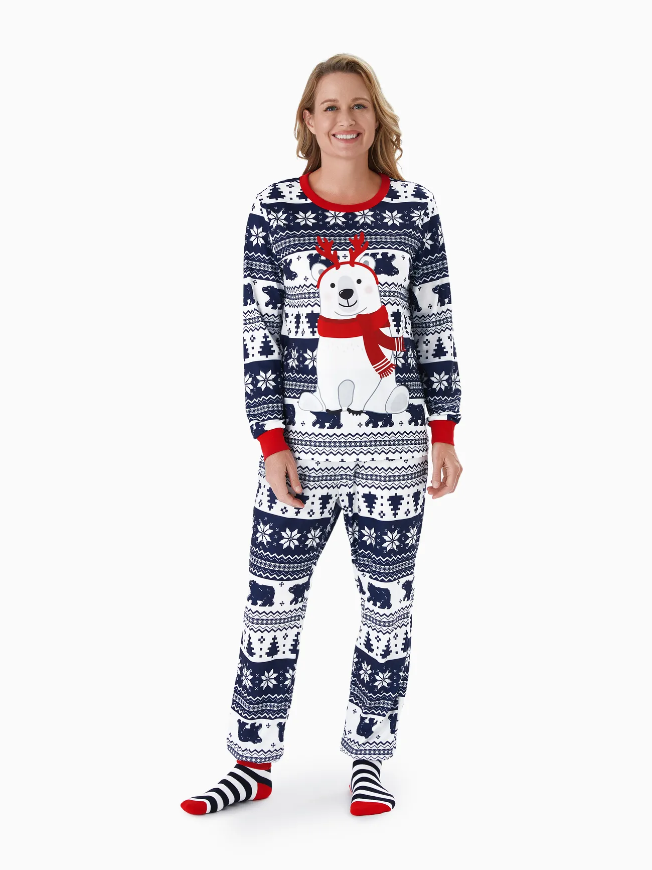 

Christmas Family Matching Bear Print Long-sleeve Pajamas Sets(Flame Resistant)