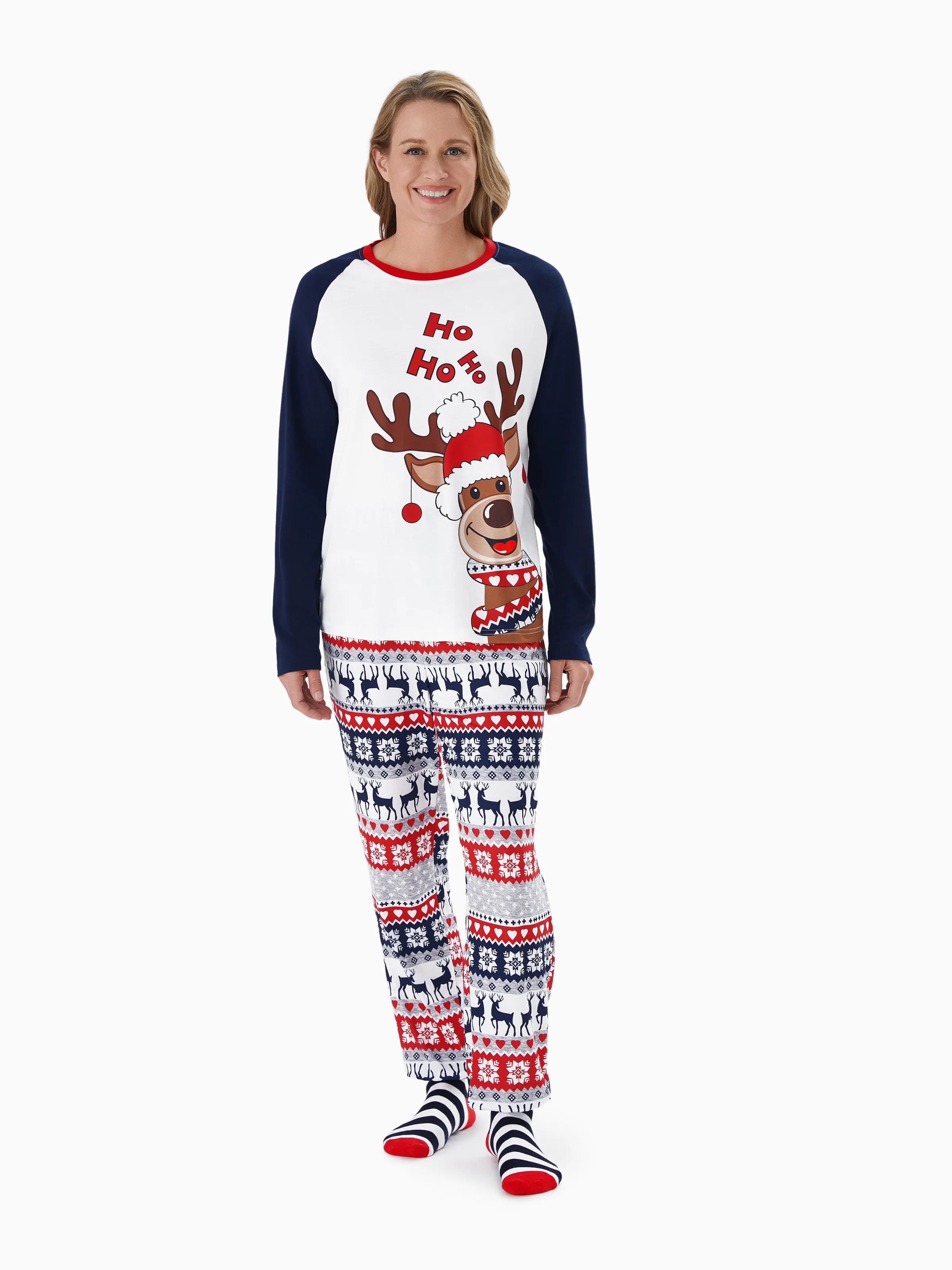 

Christmas Family Matching Cute Reindeer Print Pajamas Sets