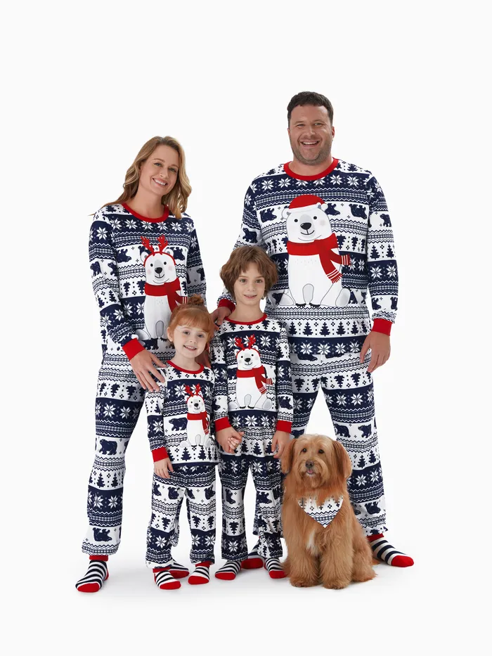 Christmas Family Matching Bear Print Long-sleeve Pajamas Sets(Flame Resistant) 