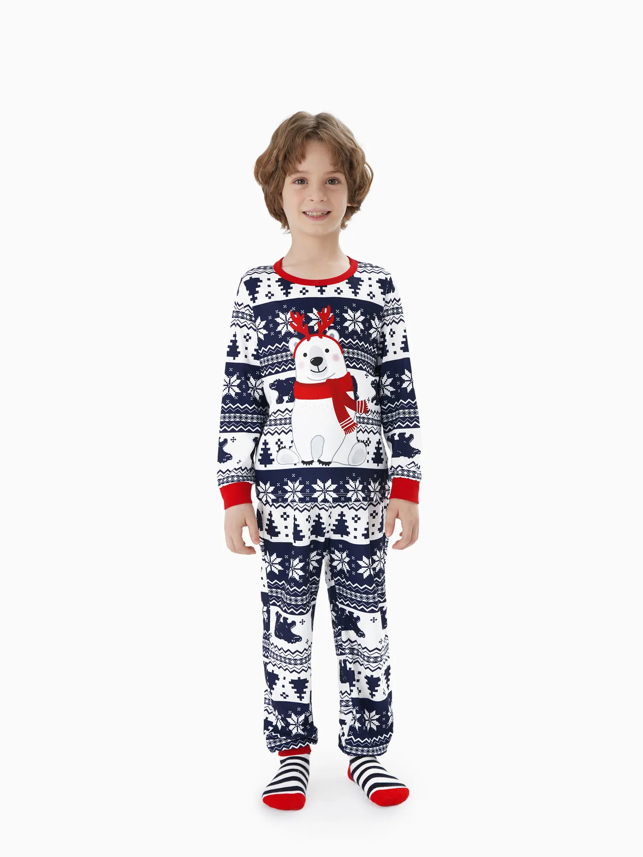 

Christmas Family Matching Bear Print Long-sleeve Pajamas Sets(Flame Resistant)