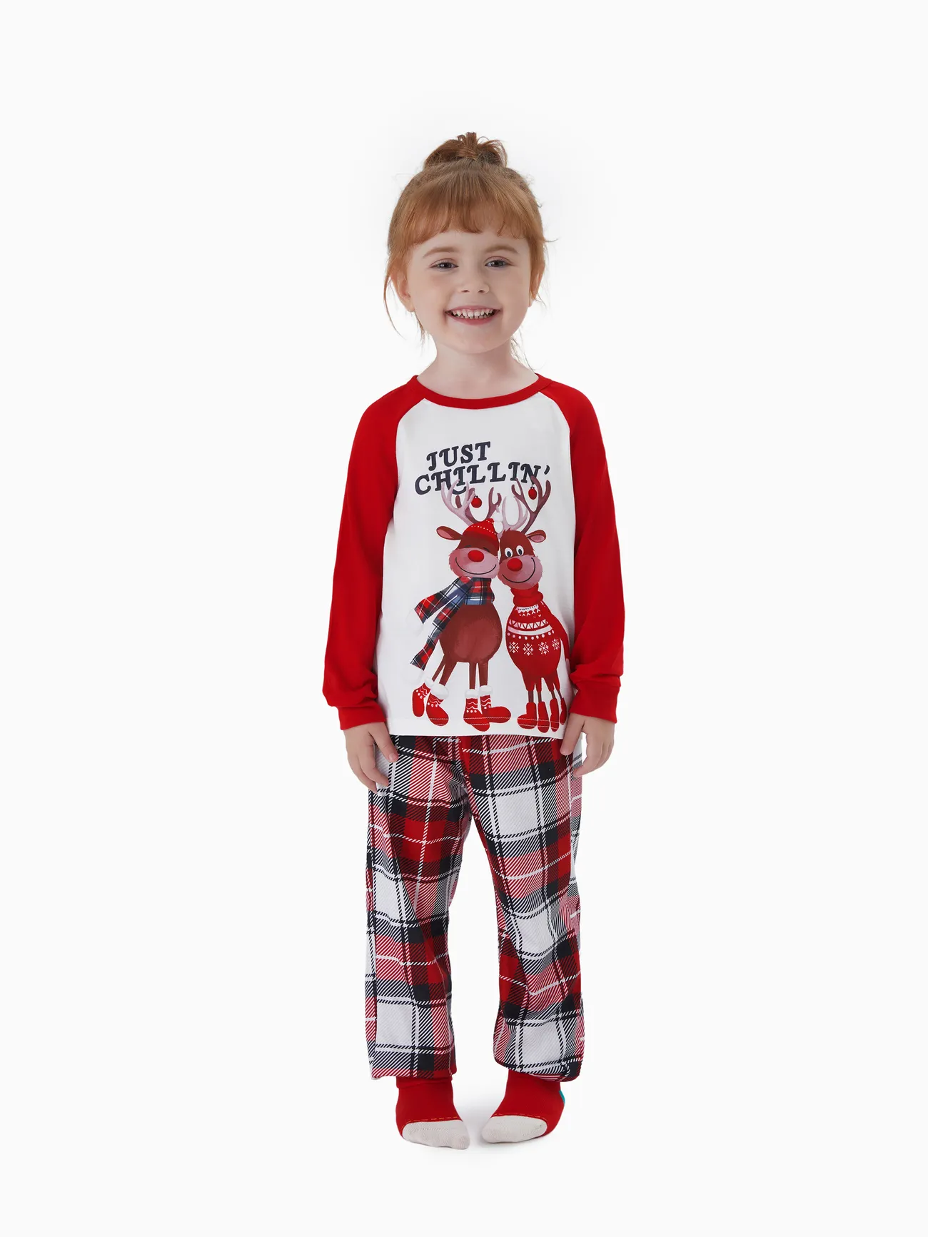 

Christmas Family Matching Reindeer Print Long-sleeve Pajamas Sets(Flame Resistant)